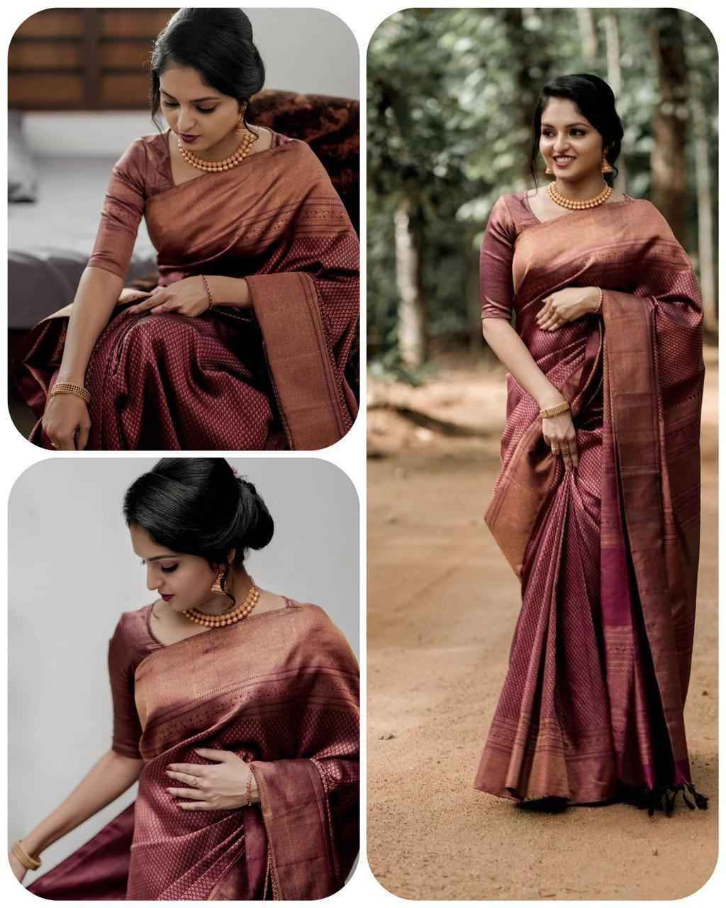 SOFT SILK JACQUARD WORK WITH RICH PALLU SAREE CODE 3075AT WHOLESALE PRICE