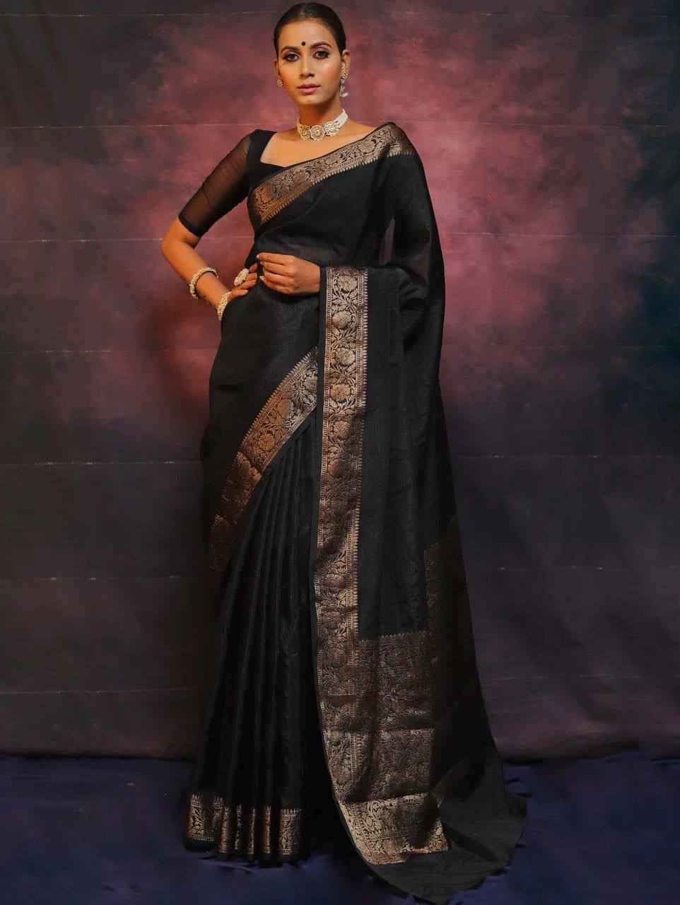 SOFT SILK RICH PALLU & JACQUARD WORK SAREE CODE 6009 AT WHOLESALE PRICE