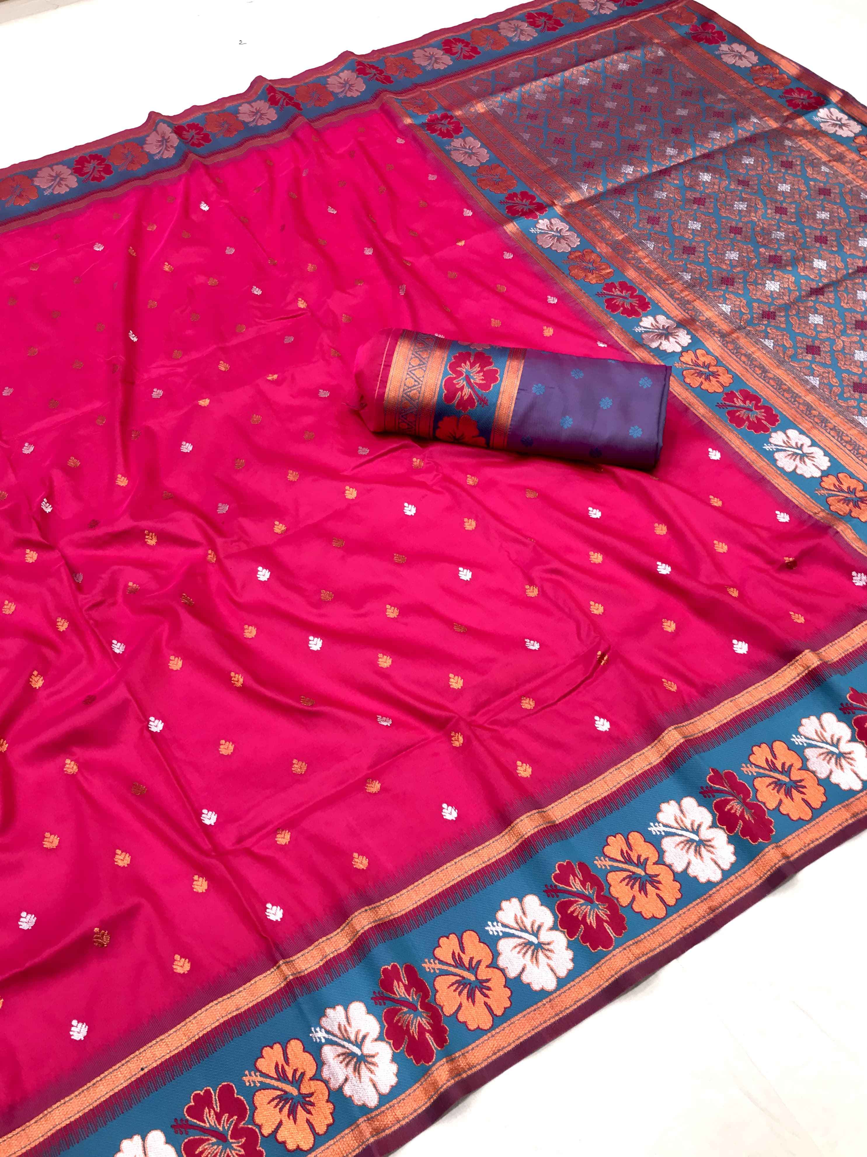 SOFT SILK WITH MEENAKARI WEAVES SAREES AT WHOLESALE PRICE