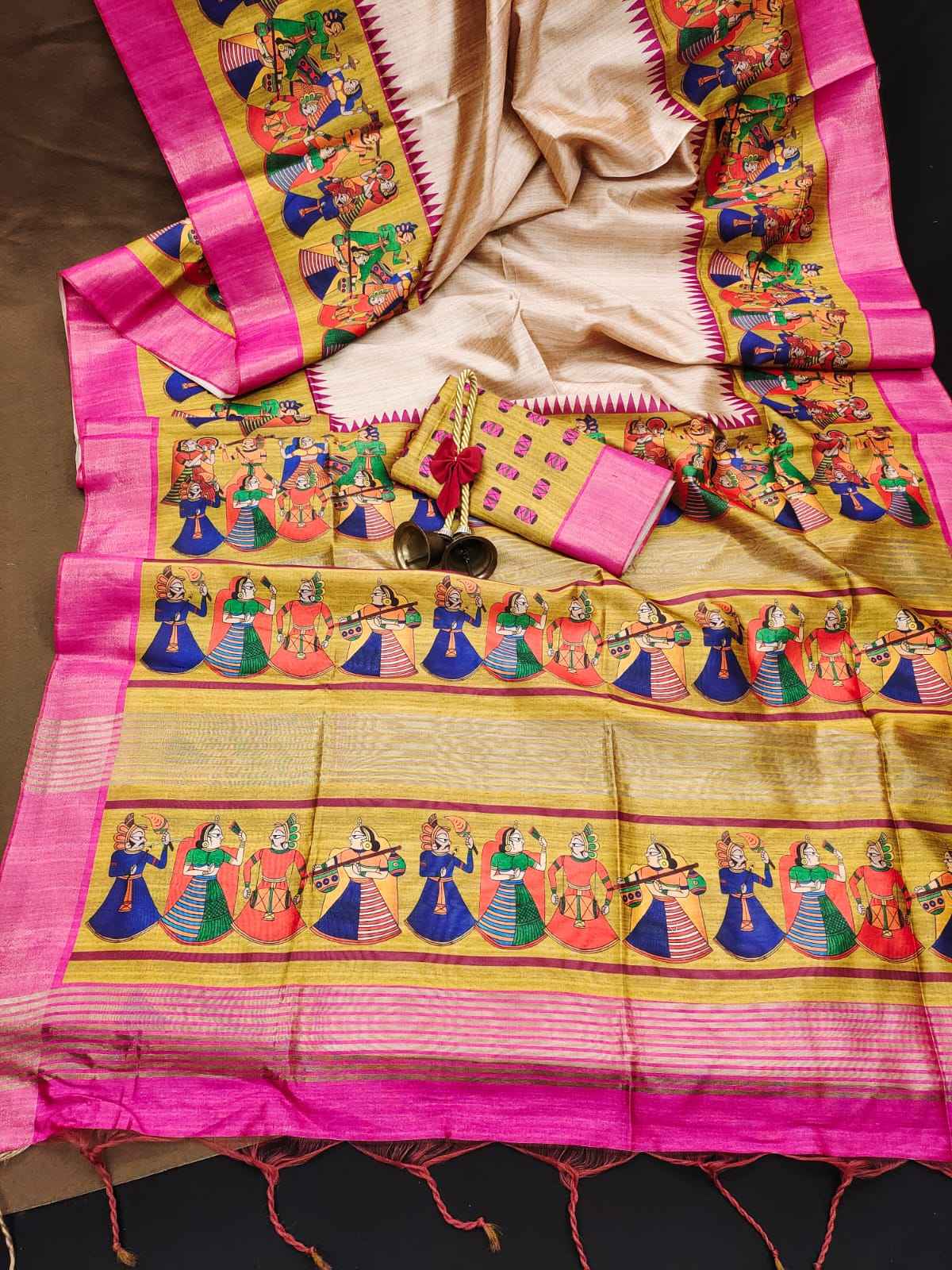 SOFT TUSSAR SILK KALAMKARI ZARI PRINT SAREE AT WHOLESALE PRICE