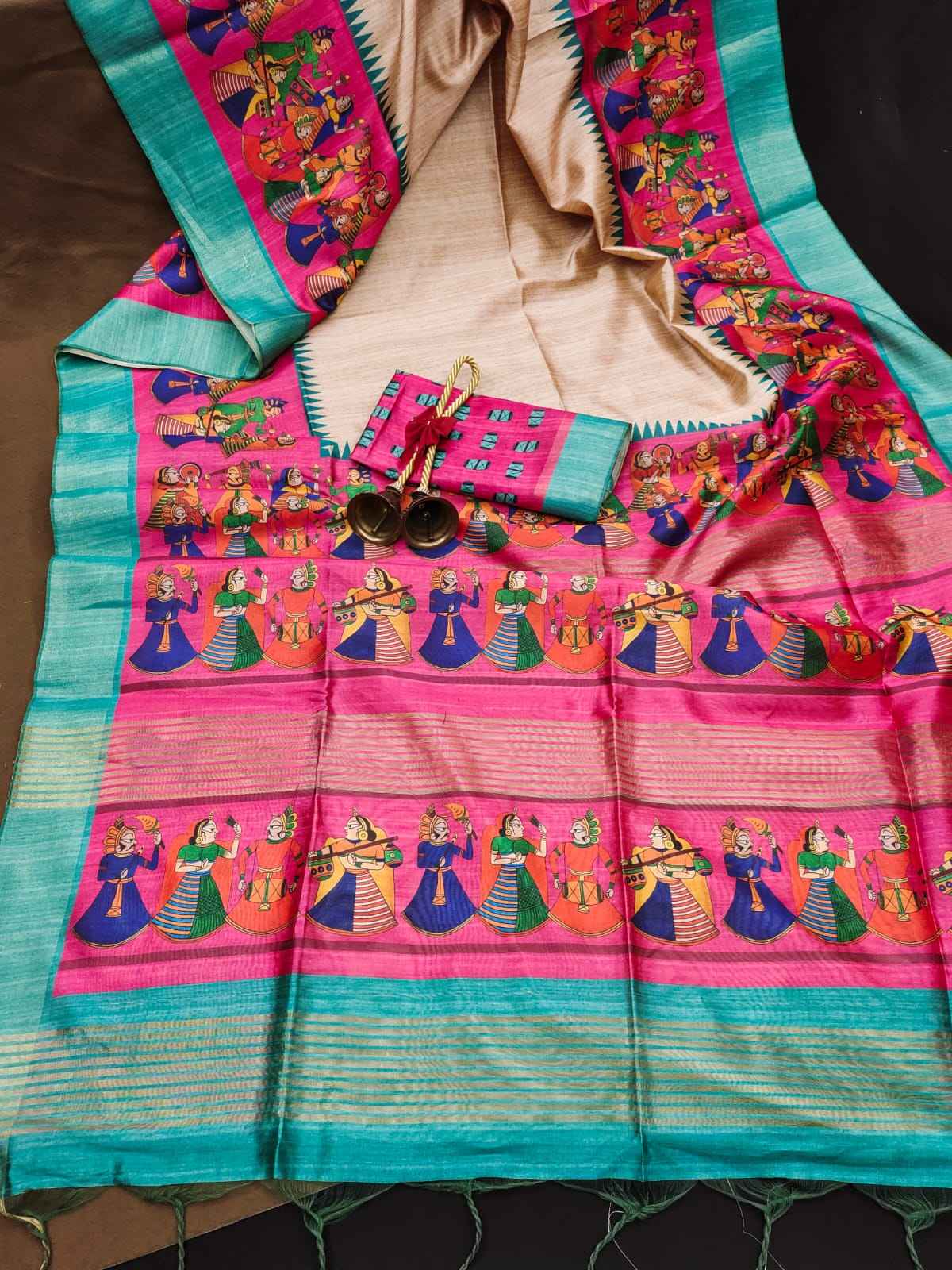 SOFT TUSSAR SILK KALAMKARI ZARI PRINT SAREE AT WHOLESALE PRICE