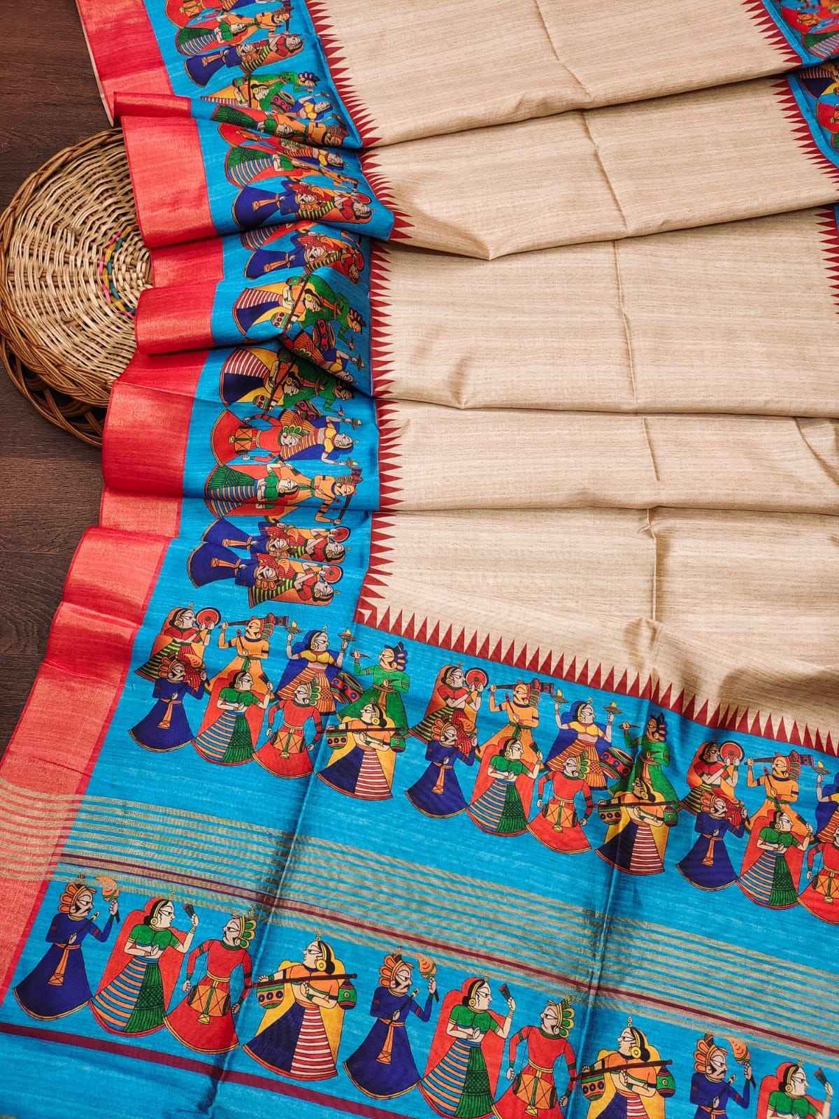 SOFT TUSSAR SILK KALAMKARI ZARI PRINT SAREE AT WHOLESALE PRICE