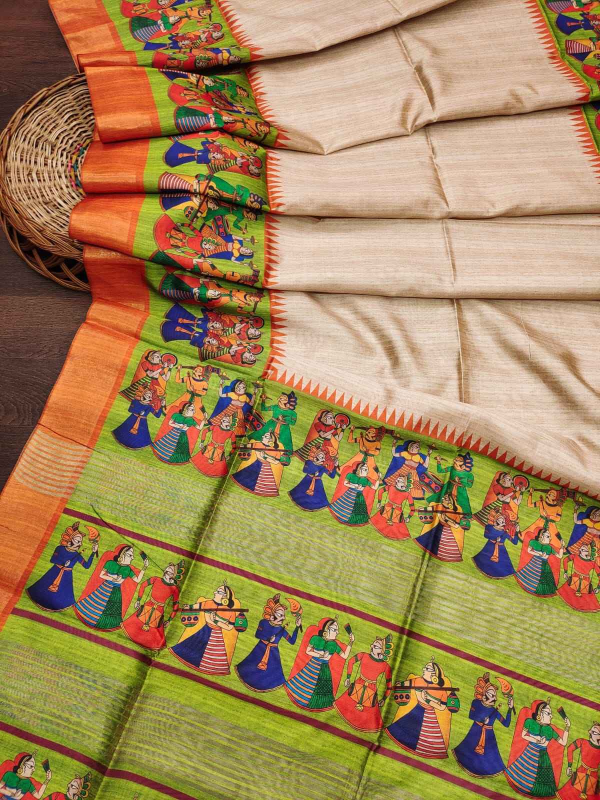 SOFT TUSSAR SILK KALAMKARI ZARI PRINT SAREE AT WHOLESALE PRICE