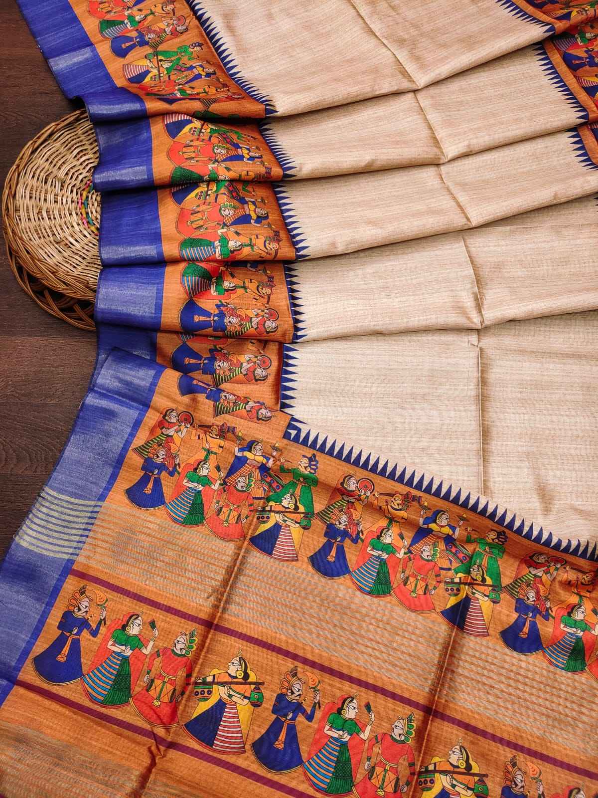 SOFT TUSSAR SILK KALAMKARI ZARI PRINT SAREE AT WHOLESALE PRICE