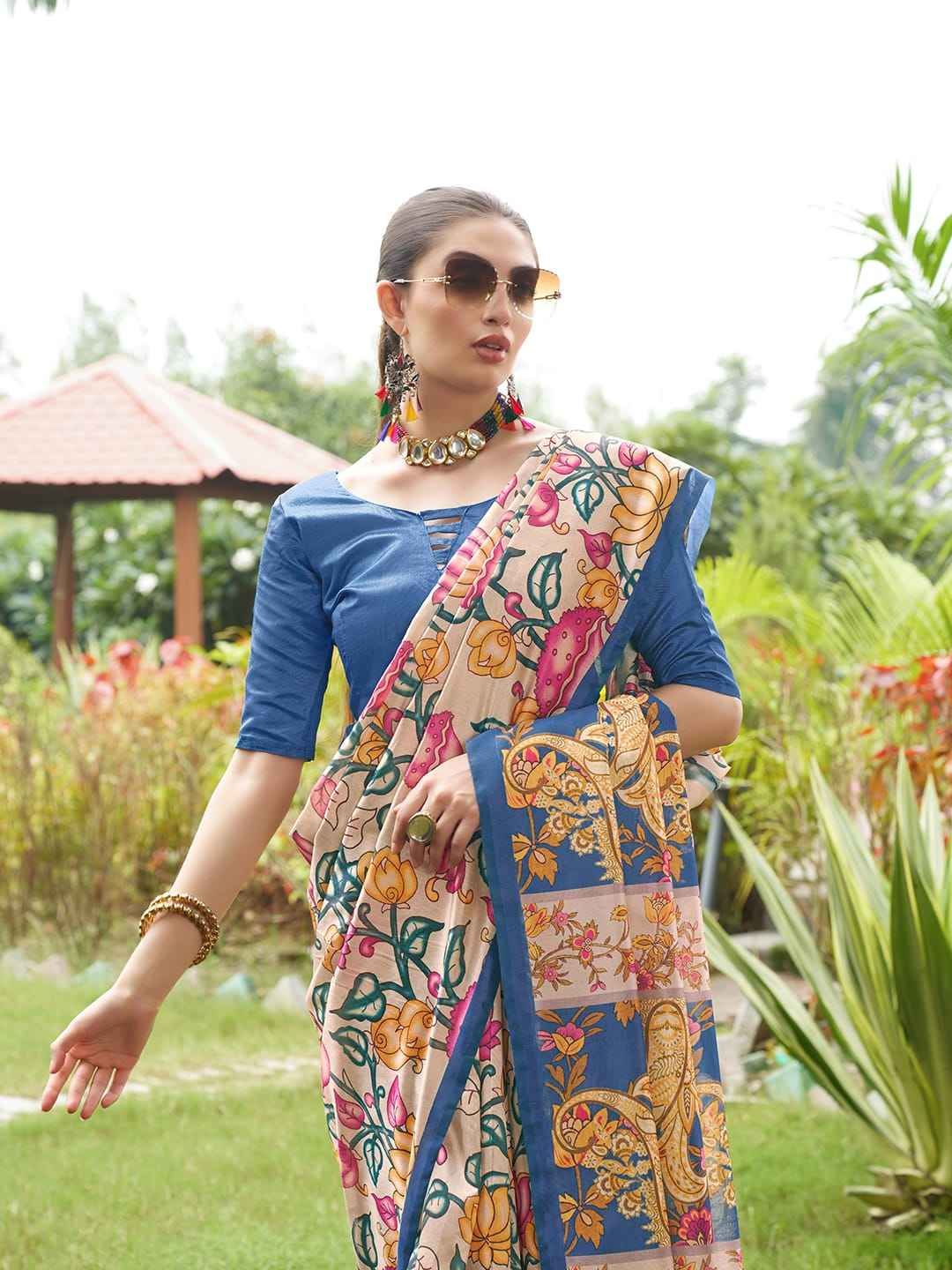 SOFT TUSSAR SILK WITH KALAMKARI PRINTED SAREE AT WHOLESALE PRICE