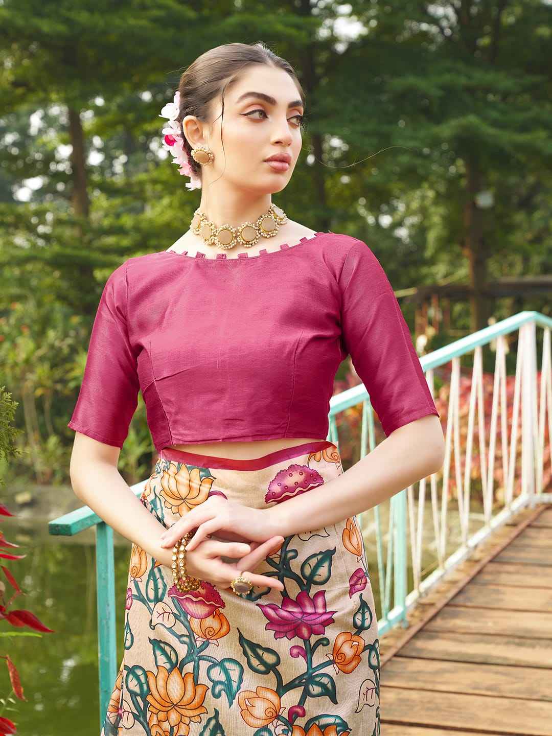 SOFT TUSSAR SILK WITH KALAMKARI PRINTED SAREE AT WHOLESALE PRICE