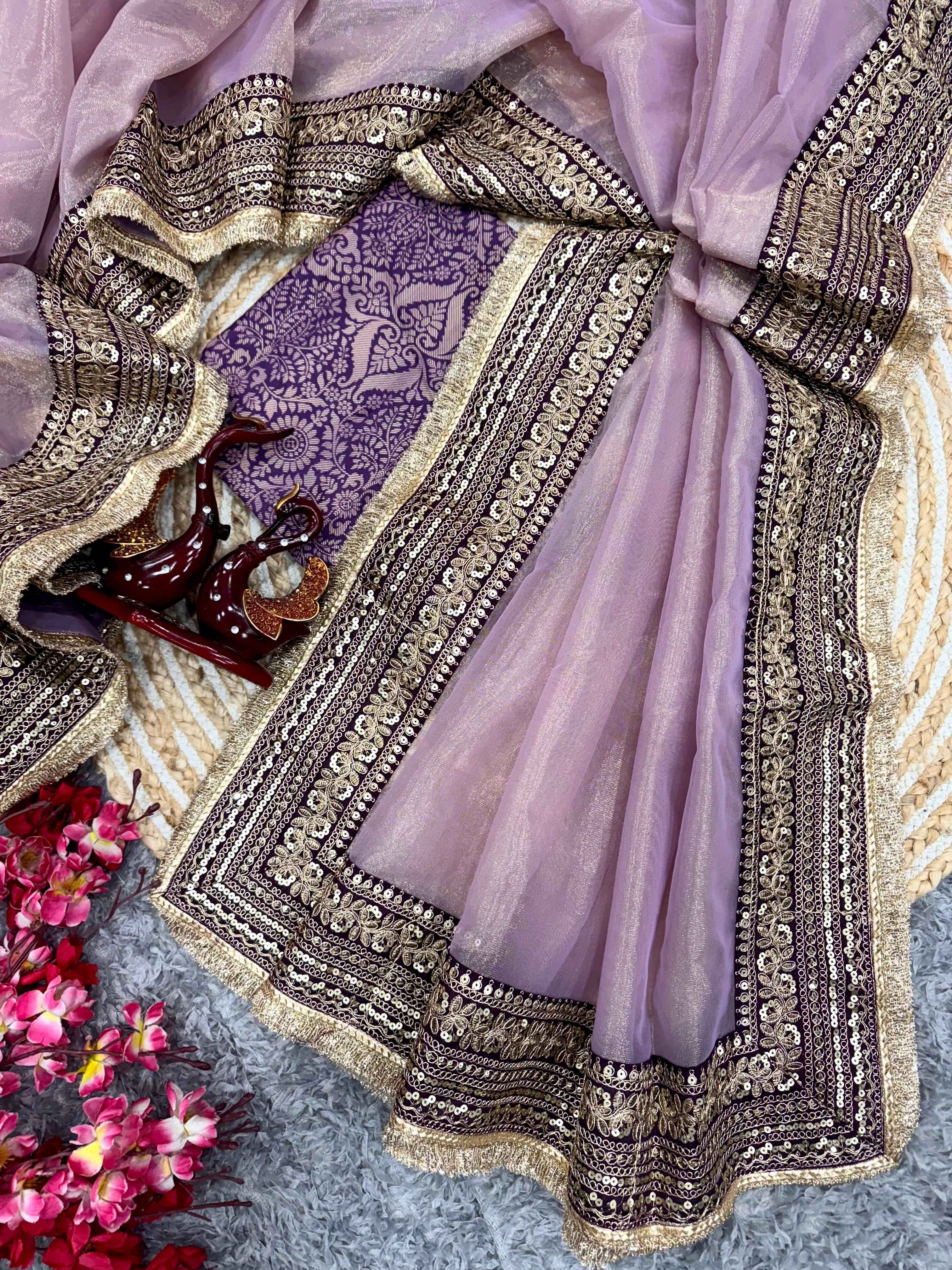 SOFT TWIL NET SEQUANCE AND DORI EMBROIDERY WORK SAREE AT WHOLESALE PRICE