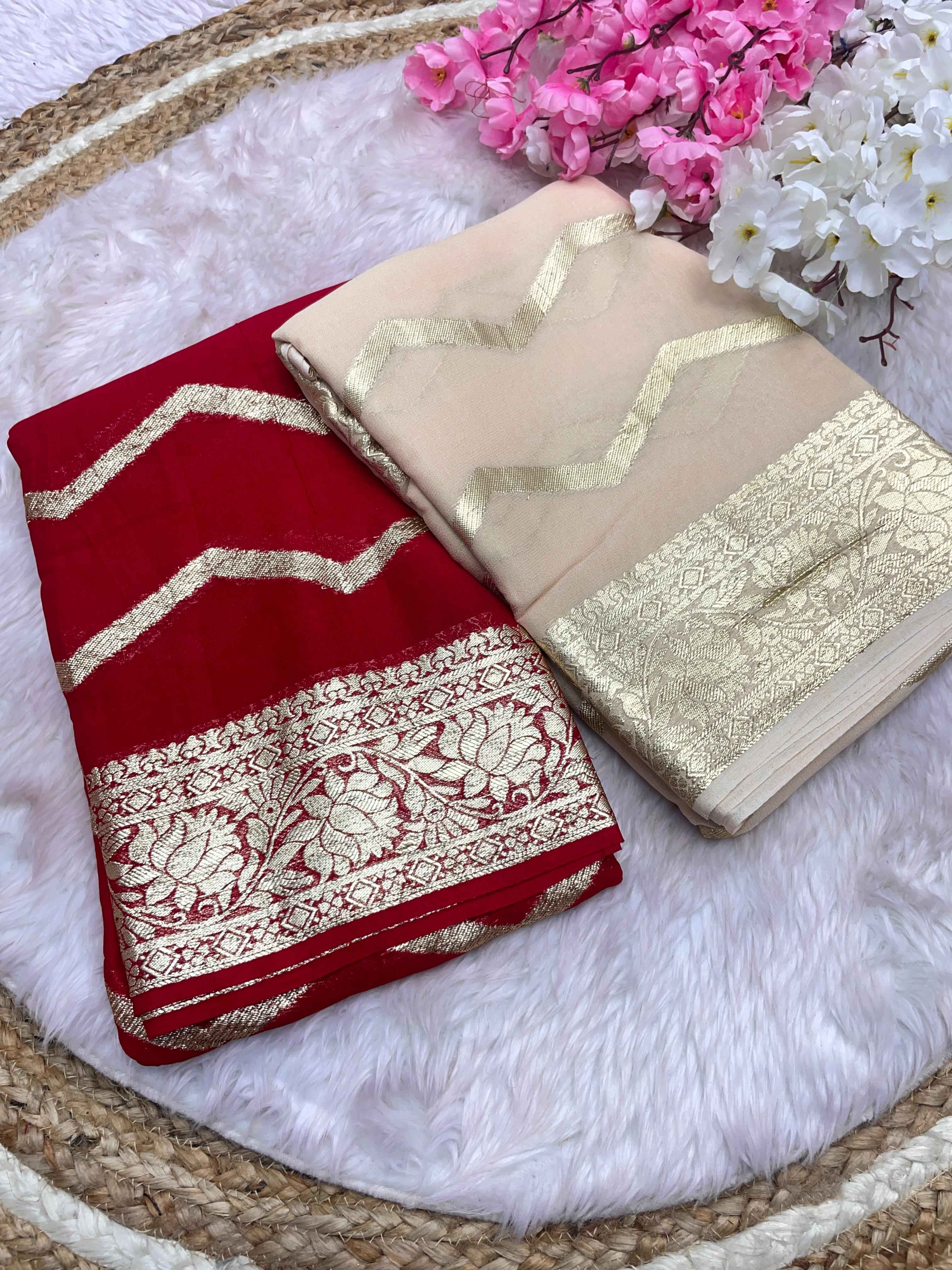 SOFT VISCOSE WEAVING GEORGETTE SAREE AT WHOLESALE PRICE