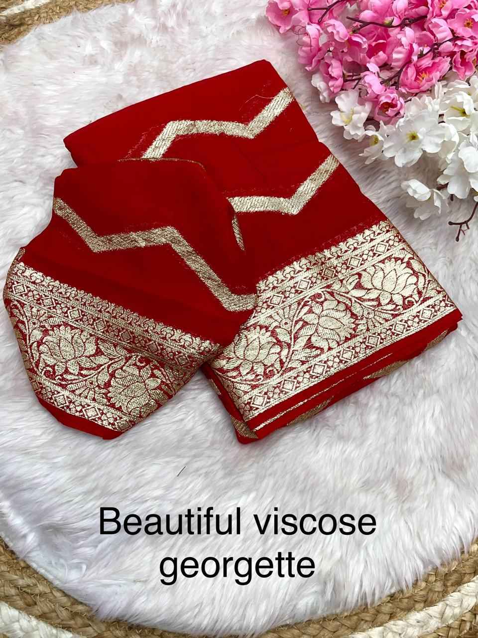 SOFT VISCOSE WEAVING GEORGETTE SAREE AT WHOLESALE PRICE