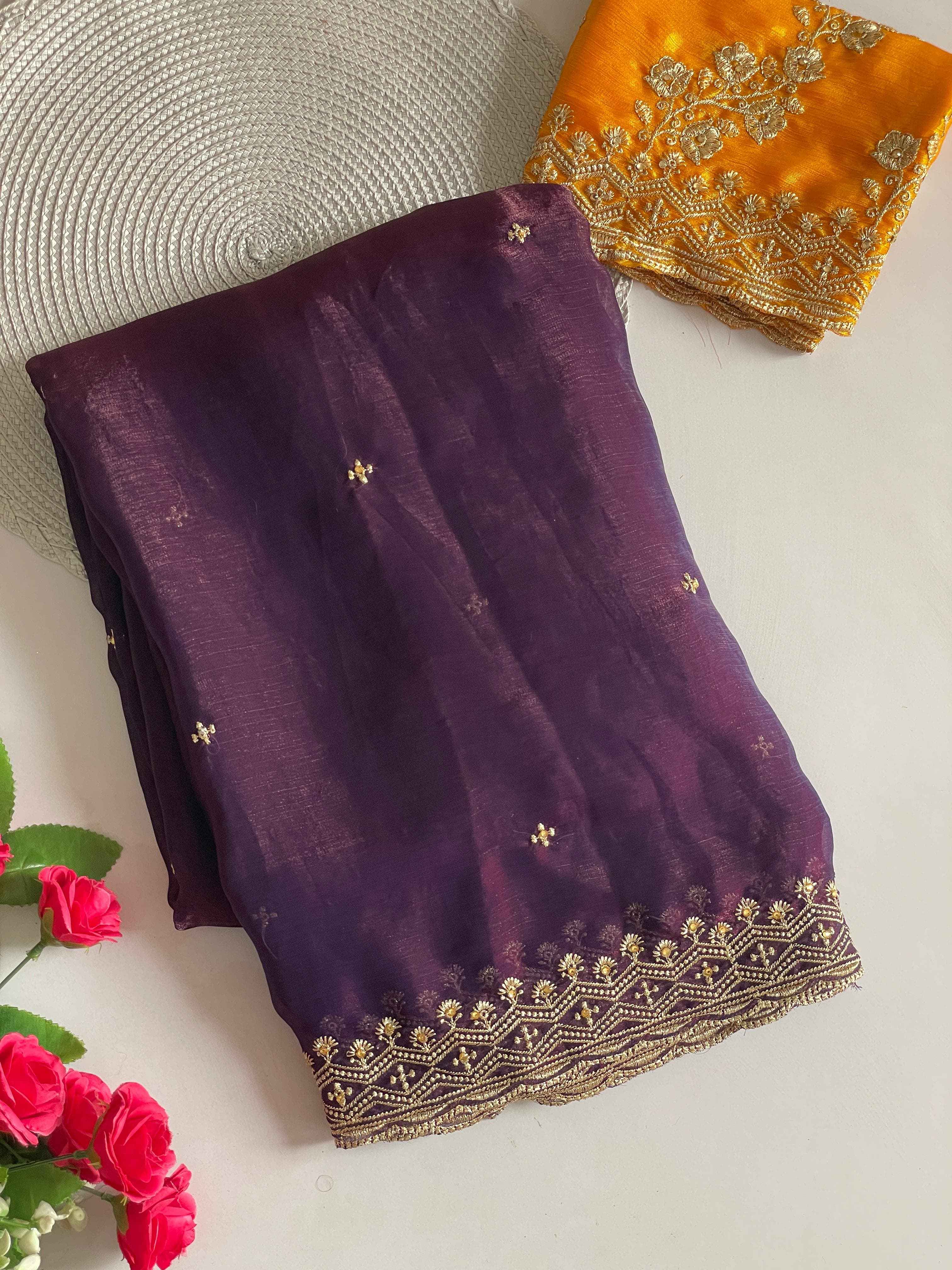 SPACE SILK EMBROIDERY WITH MOTI HANDWORK SAREE AT WHOLESALE PRICE
