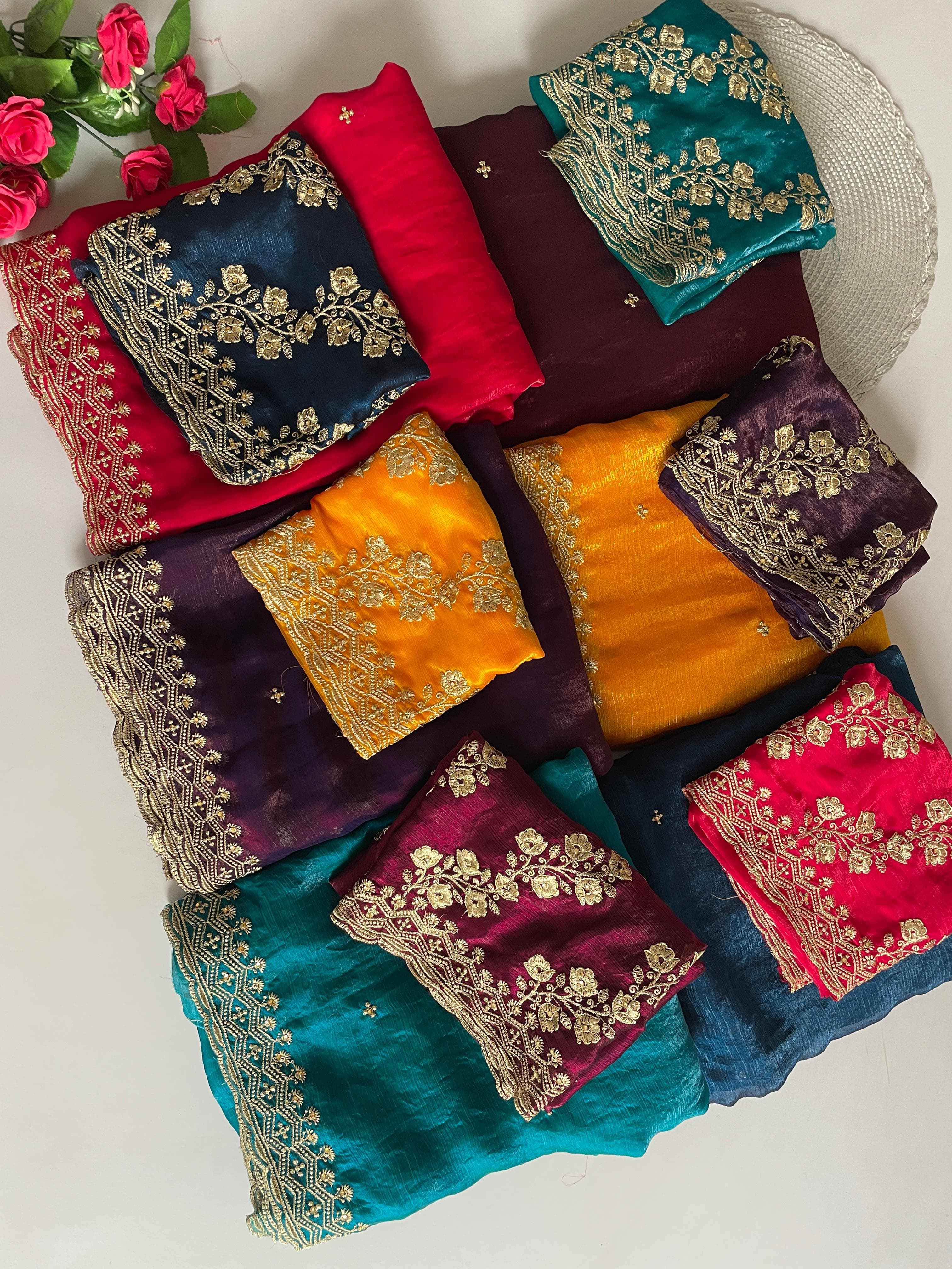 SPACE SILK EMBROIDERY WITH MOTI HANDWORK SAREE AT WHOLESALE PRICE