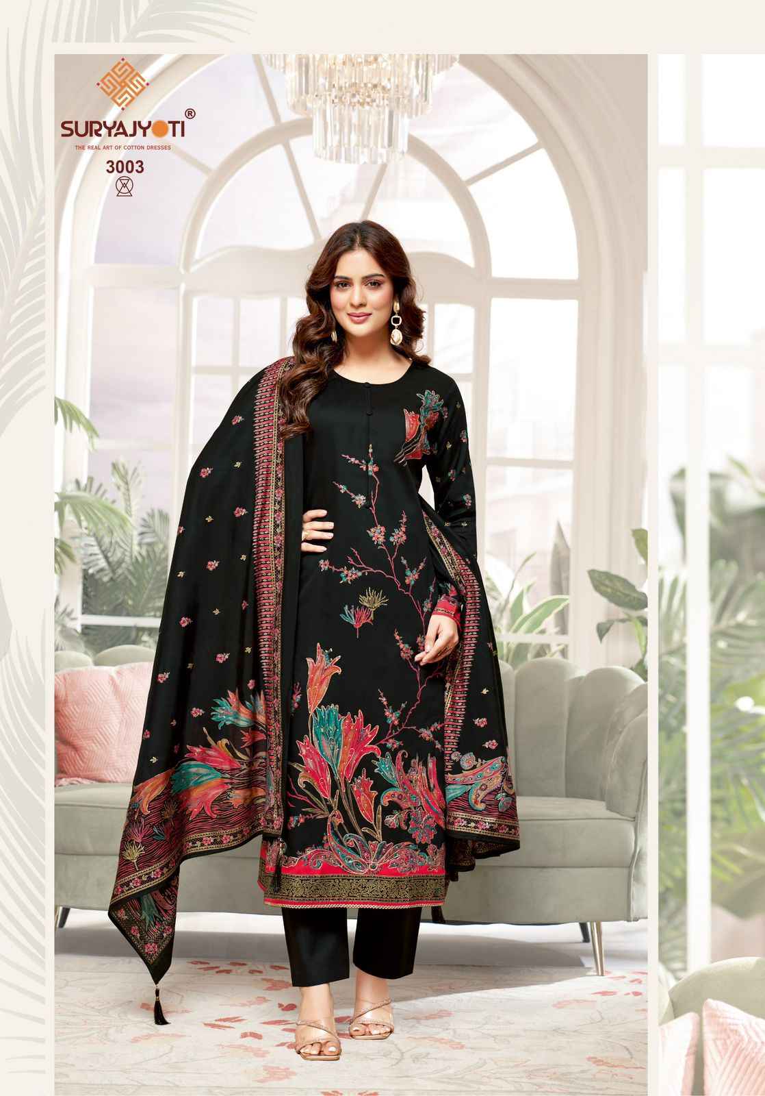 SURYAJYOTI KAARA ADVANCE VOL-3 JAAM SATIN DISCHARGE PRINTED DRESS MATERIAL AT WHOLESALE PRICE