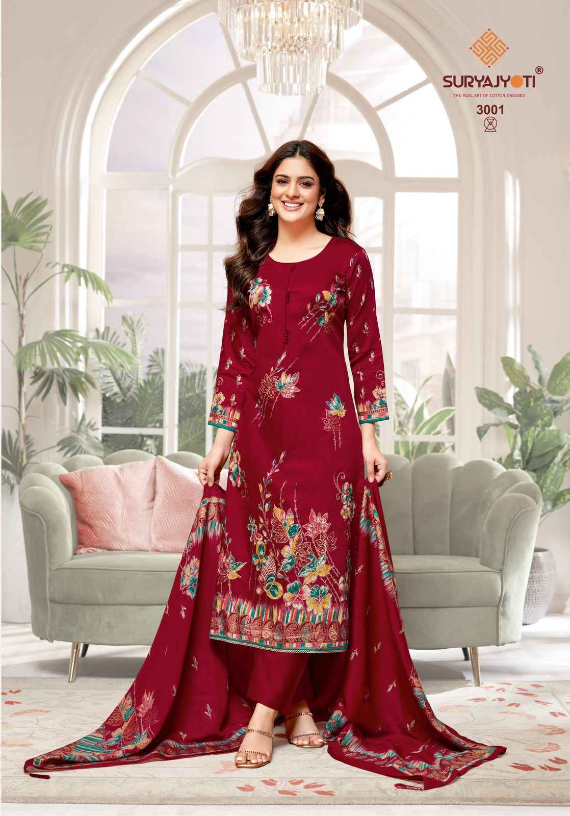 SURYAJYOTI KAARA ADVANCE VOL-3 JAAM SATIN DISCHARGE PRINTED DRESS MATERIAL AT WHOLESALE PRICE