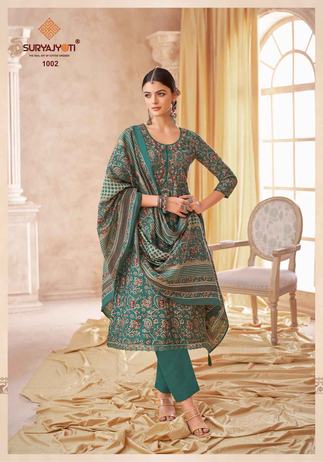 SURYAJYOTI KESHA VOL-1 PURE MODAL DISCHARGE PRINTED EMBROIDERY DRESSS MATERIAL AT WHOLESALE PRICE