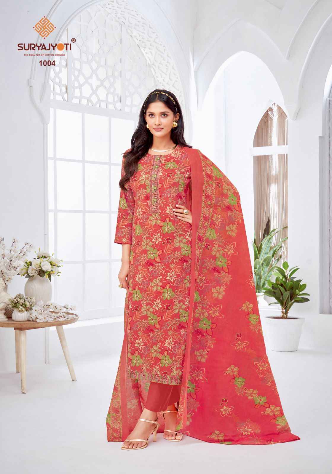 SURYAJYOTI KHUSHBOO VOL-1 PURE LAWN COTTON FOIL PRINTED DRESS MATERIAL AT WHOLESALE PRICE