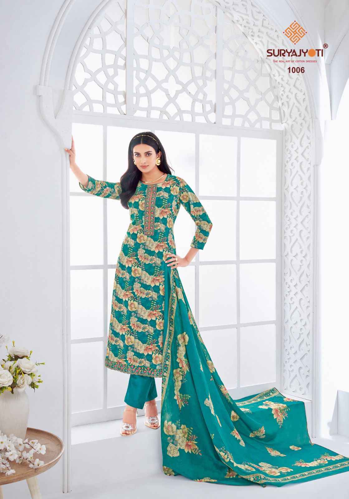 SURYAJYOTI KHUSHBOO VOL-1 PURE LAWN COTTON FOIL PRINTED DRESS MATERIAL AT WHOLESALE PRICE