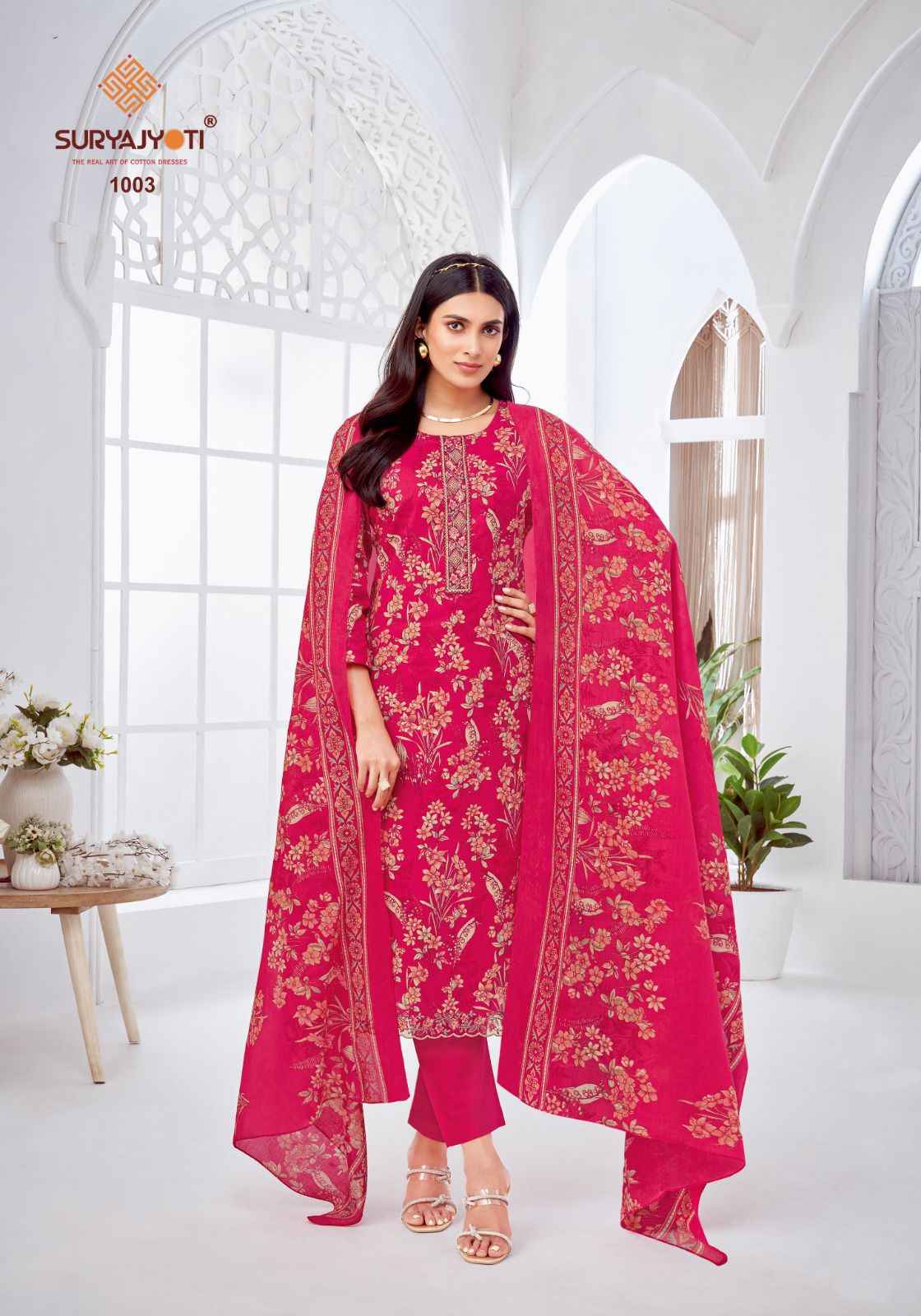 SURYAJYOTI KHUSHBOO VOL-1 PURE LAWN COTTON FOIL PRINTED DRESS MATERIAL AT WHOLESALE PRICE