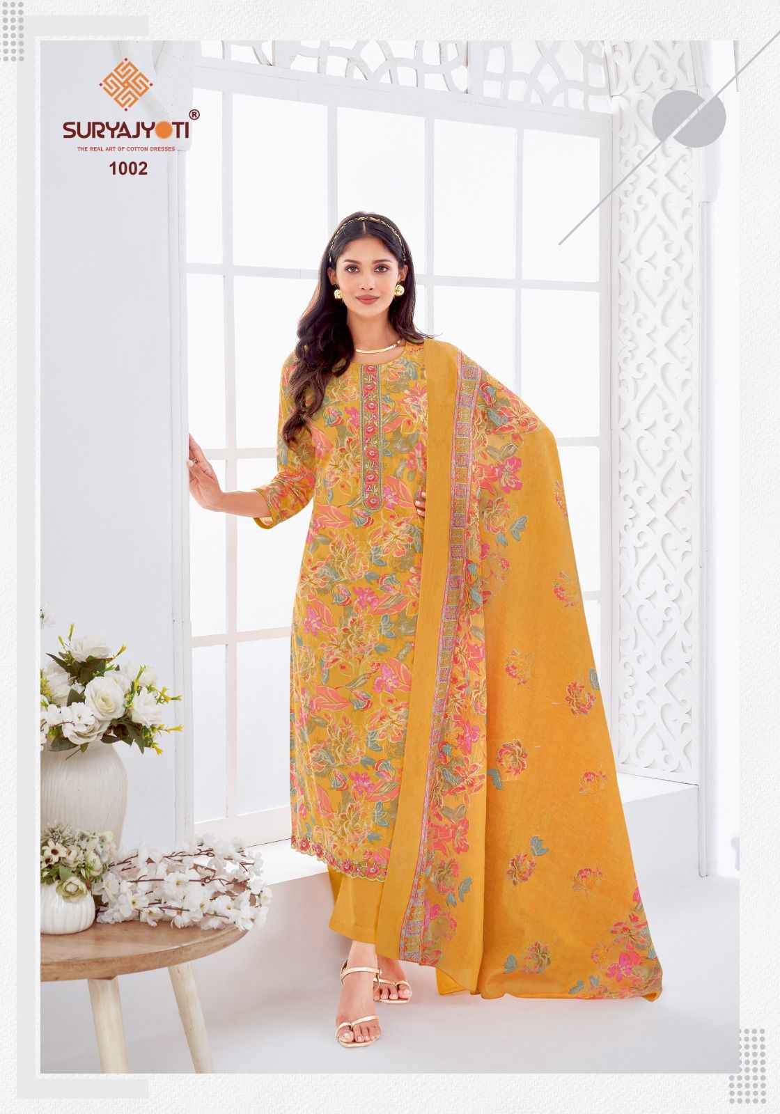 SURYAJYOTI KHUSHBOO VOL-1 PURE LAWN COTTON FOIL PRINTED DRESS MATERIAL AT WHOLESALE PRICE