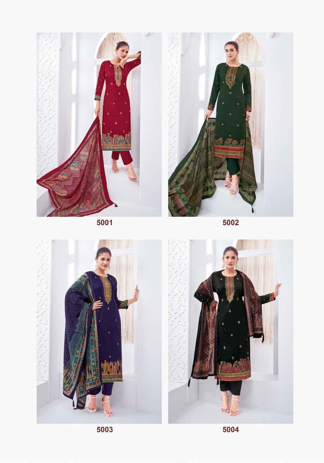 SURYAJYOTI PALLAVI VOL-5 JAAM SATIN DISCHARGE PRINT WITH FOIL HANDWORK DRESS MATERIAL
