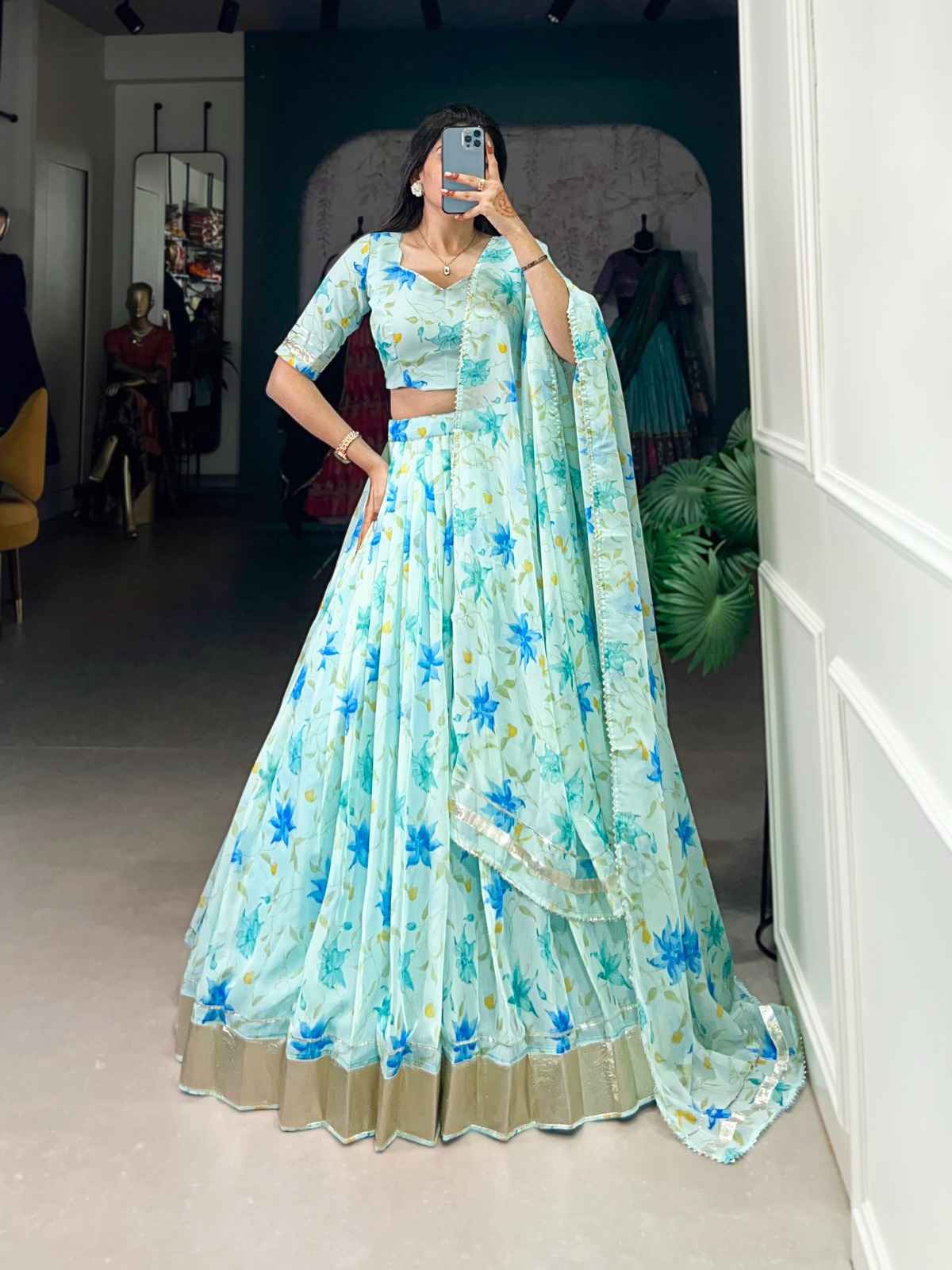 TABBY SILK  FLORAL PRINT WITH LACE TOUCH UP LEHENGA CHOLI AT WHOLESALE PRICE