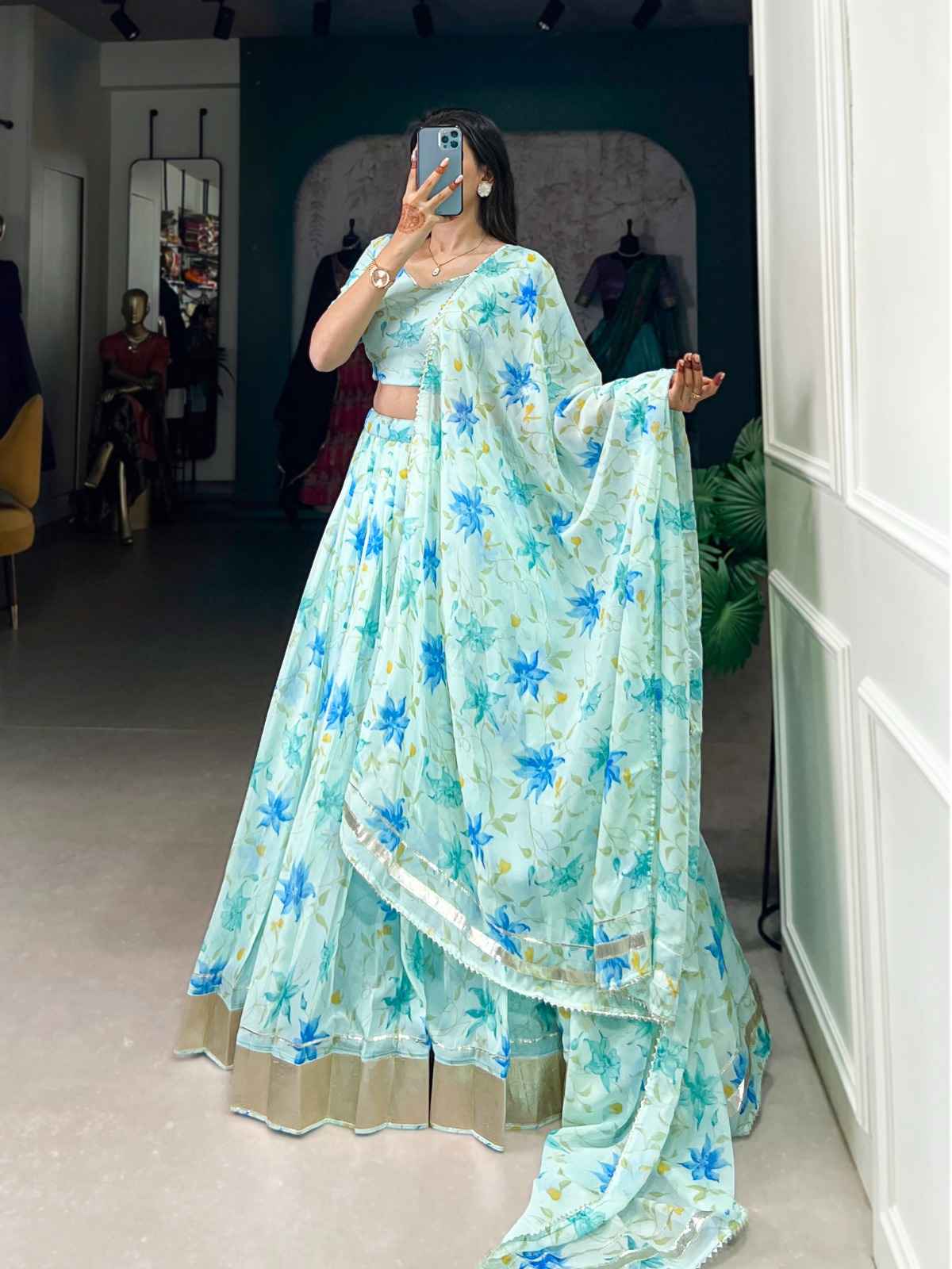 TABBY SILK  FLORAL PRINT WITH LACE TOUCH UP LEHENGA CHOLI AT WHOLESALE PRICE