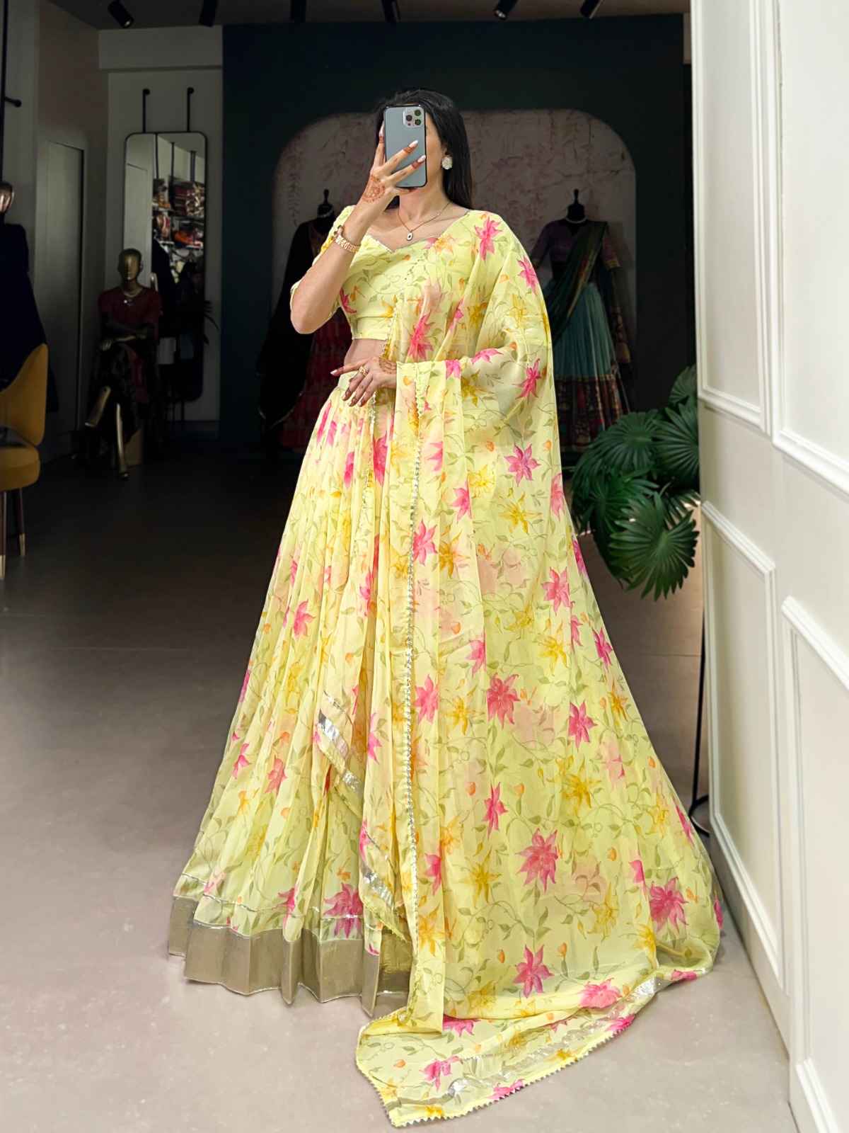 TABBY SILK  FLORAL PRINT WITH LACE TOUCH UP LEHENGA CHOLI AT WHOLESALE PRICE