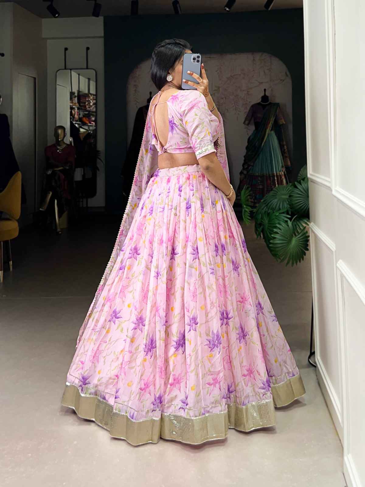 TABBY SILK  FLORAL PRINT WITH LACE TOUCH UP LEHENGA CHOLI AT WHOLESALE PRICE