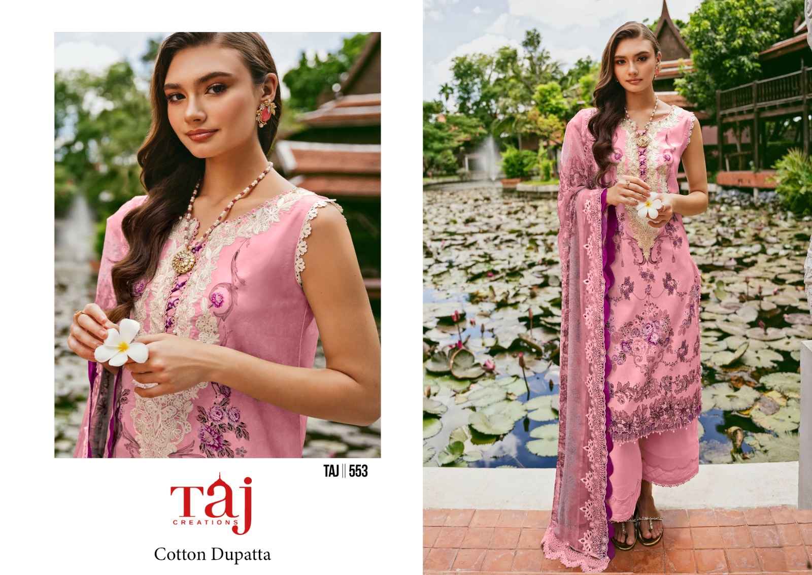 TAJ CREATIONS PURE COTTON PRINT WITH HEAVY EMBROIDERY DRESS MATERIAL AT WHOLESALE PRICE