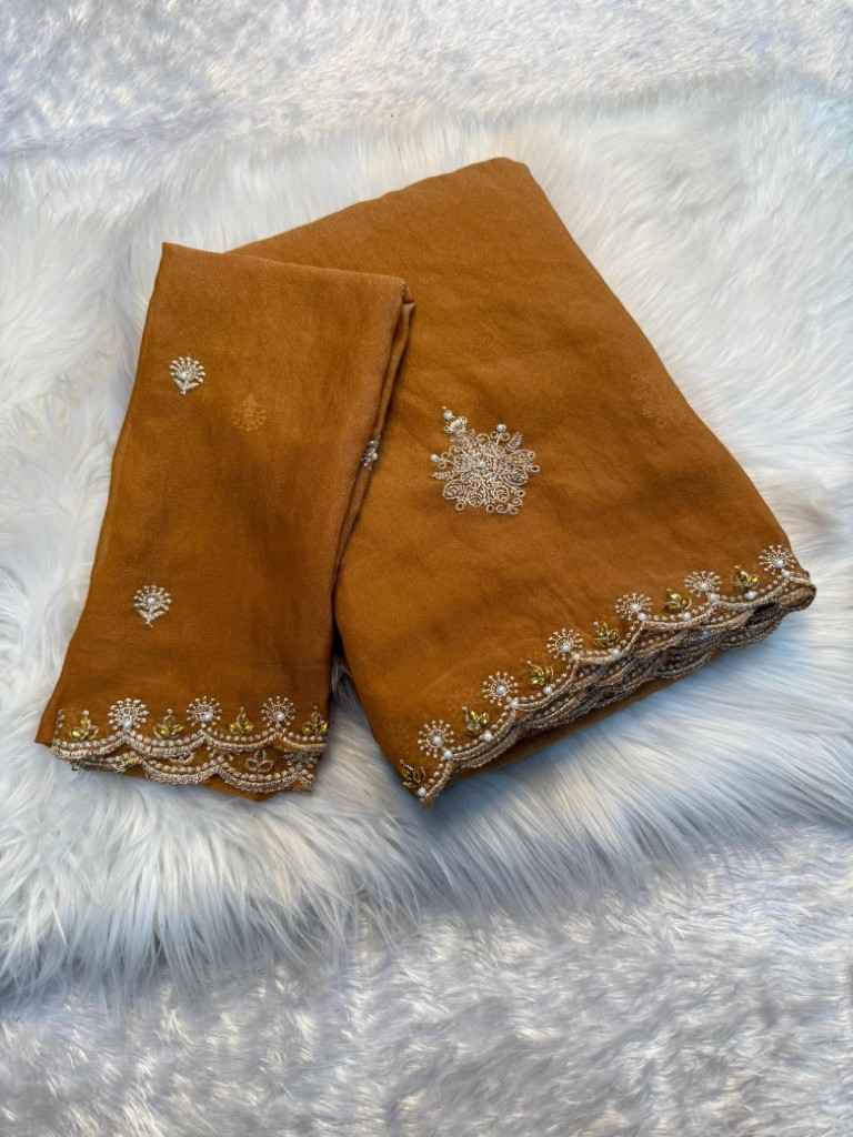 TISSUE MOSS MULTI EMBROIDERY C-PALLU SAREE AT WHOLESALE PRICE