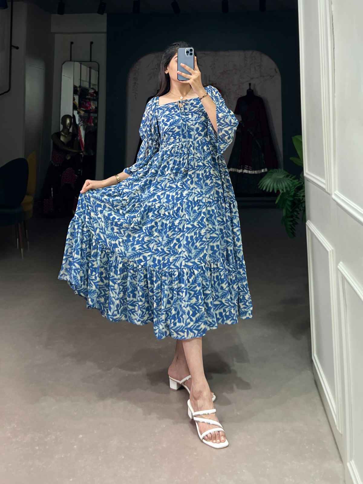 TRIPLE-LAYER GEORGETTE PRINTED ONE PIECE AT WHOLESALE PRICE
