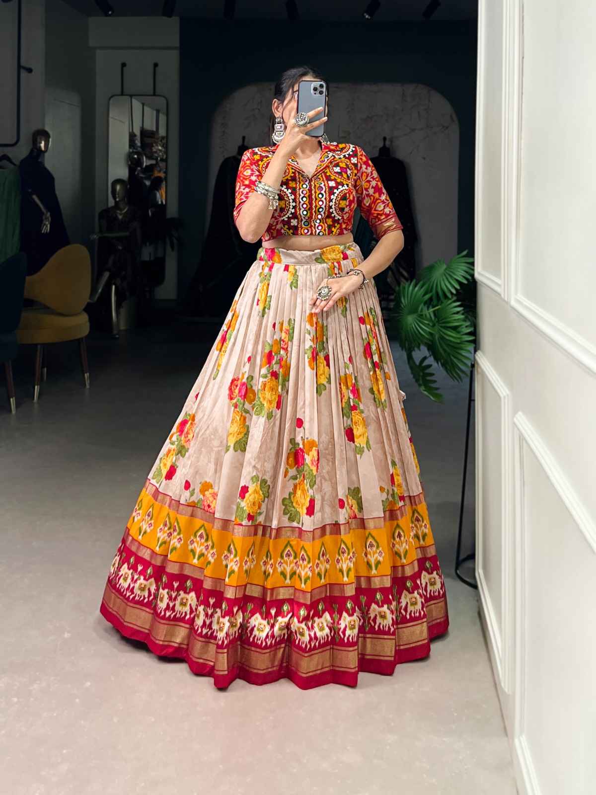TUSSAR SILK AND COTTON GAMTHI WORK WITH GOTA PATTI LEHENGA CHOLI AT WHOLESALE PRICE