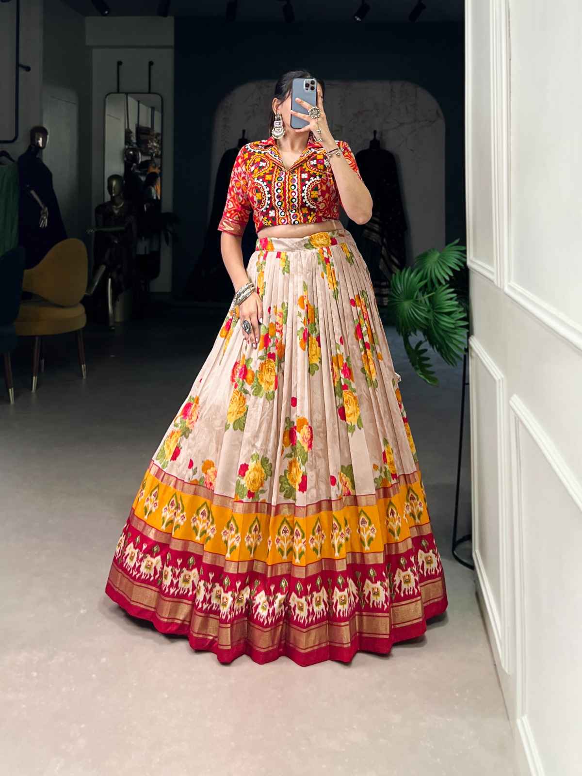 TUSSAR SILK AND COTTON GAMTHI WORK WITH GOTA PATTI LEHENGA CHOLI AT WHOLESALE PRICE
