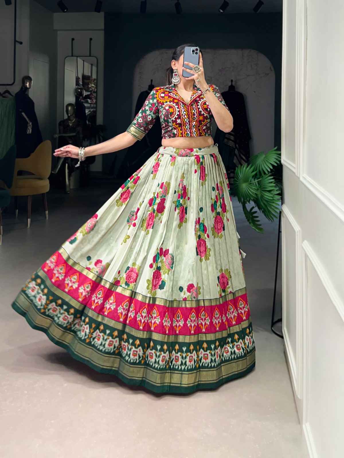TUSSAR SILK AND COTTON GAMTHI WORK WITH GOTA PATTI LEHENGA CHOLI AT WHOLESALE PRICE