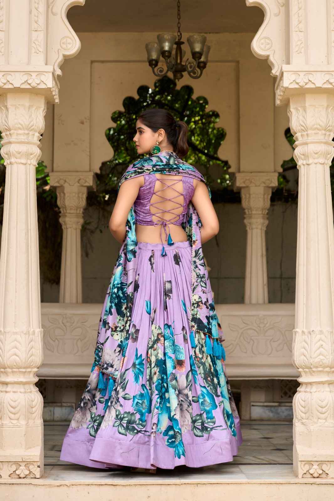 TUSSAR SILK FLORAL PRINT WITH LACE TOUCH UP LEHENGA CHOLI AT WHOLESALE PRICE