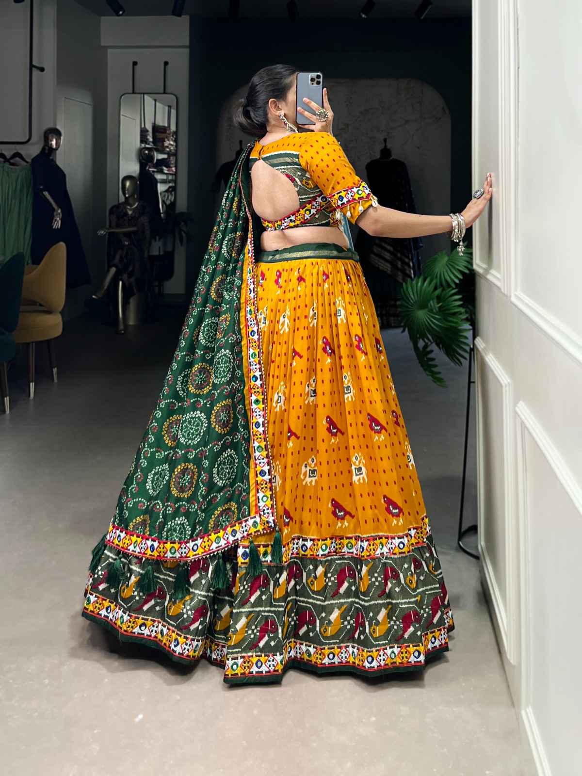 TUSSAR SILK PATOLA PRINT WITH GAMTHI WORK LACE AND FOIL WORK LEHENGA CHOLI AT WHOLESALE PRICE