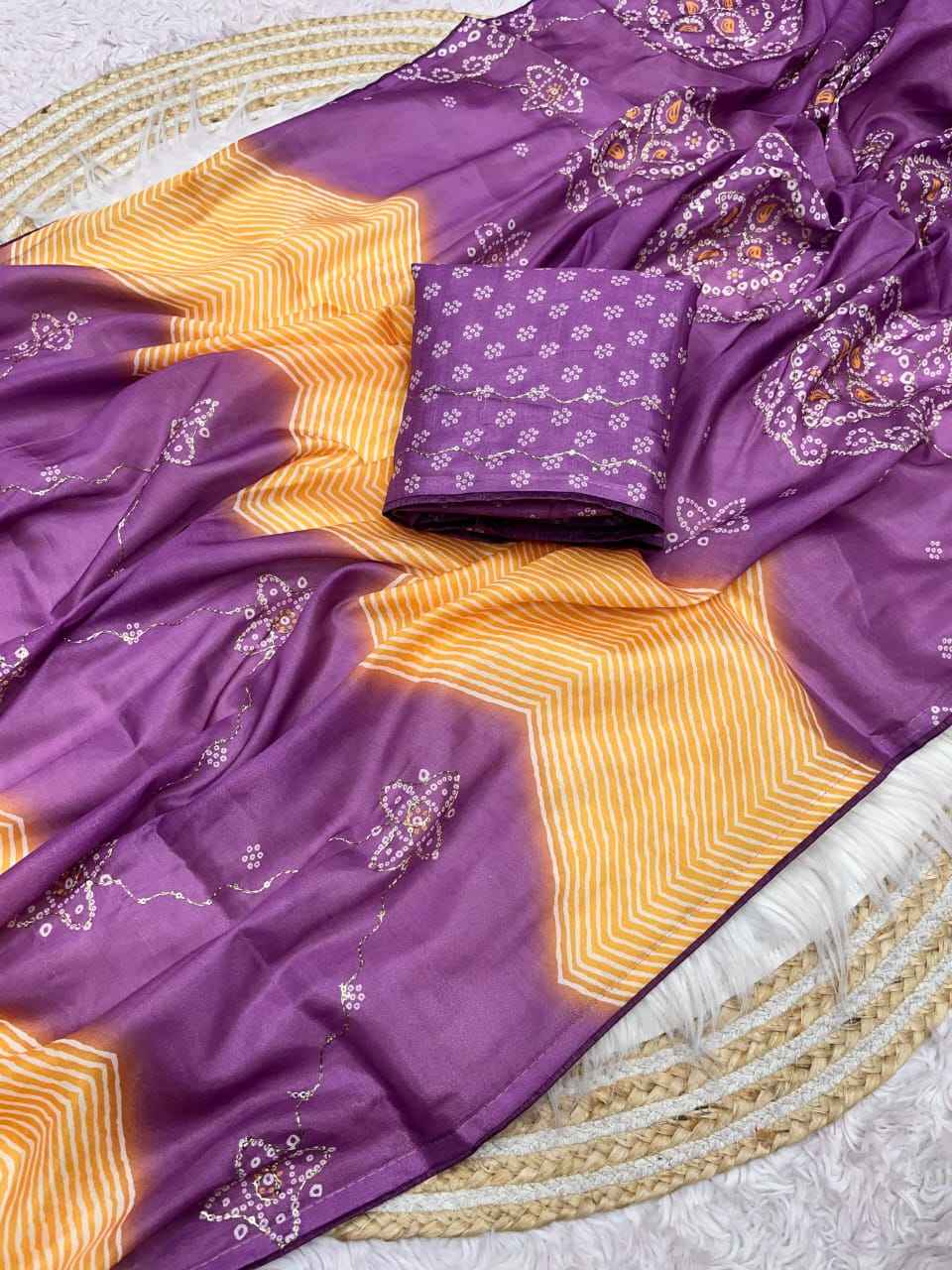 TUSSER  KATHA WORK WITH PIPING AND LATKAN SAREE AT WHOLESALE PRICE
