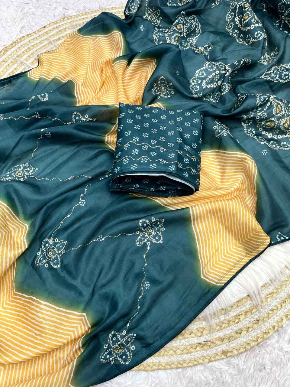 TUSSER  KATHA WORK WITH PIPING AND LATKAN SAREE AT WHOLESALE PRICE