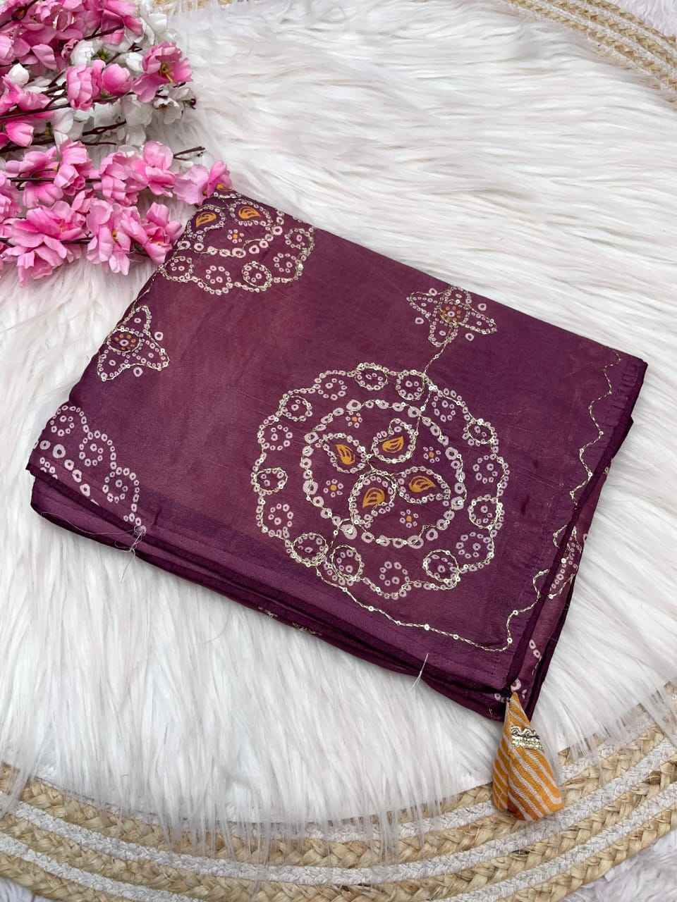TUSSER  KATHA WORK WITH PIPING AND LATKAN SAREE AT WHOLESALE PRICE