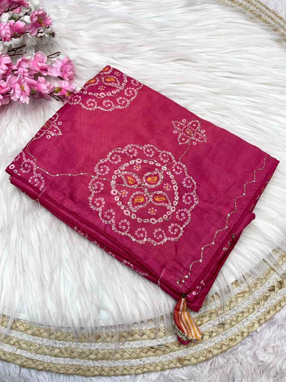 TUSSER  KATHA WORK WITH PIPING AND LATKAN SAREE AT WHOLESALE PRICE