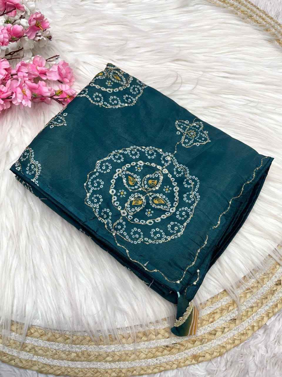 TUSSER  KATHA WORK WITH PIPING AND LATKAN SAREE AT WHOLESALE PRICE