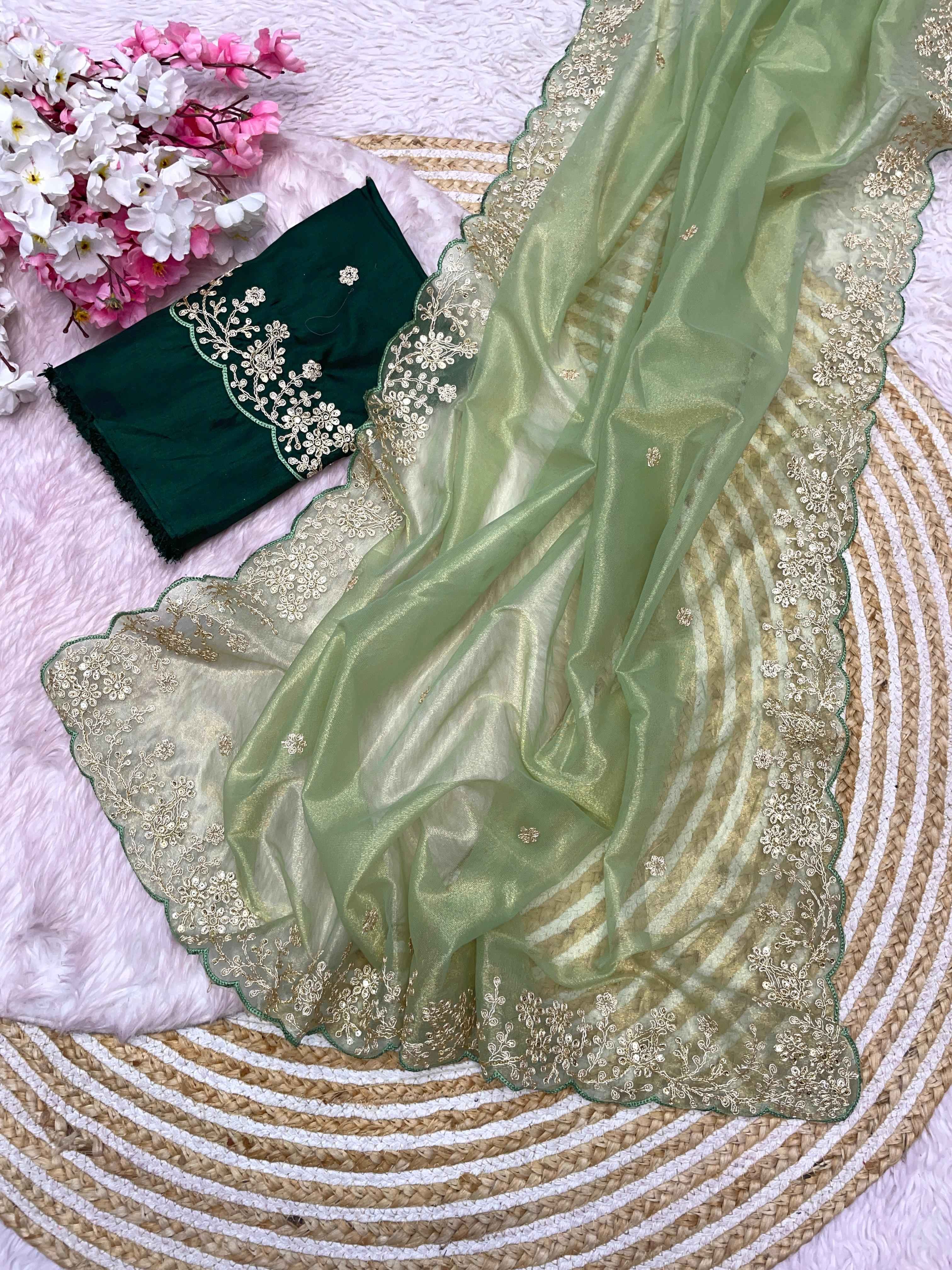 TWIL NET HEAVY JALPARI WITH PITTA WORK SAREE AT WHOLESALE PRICE