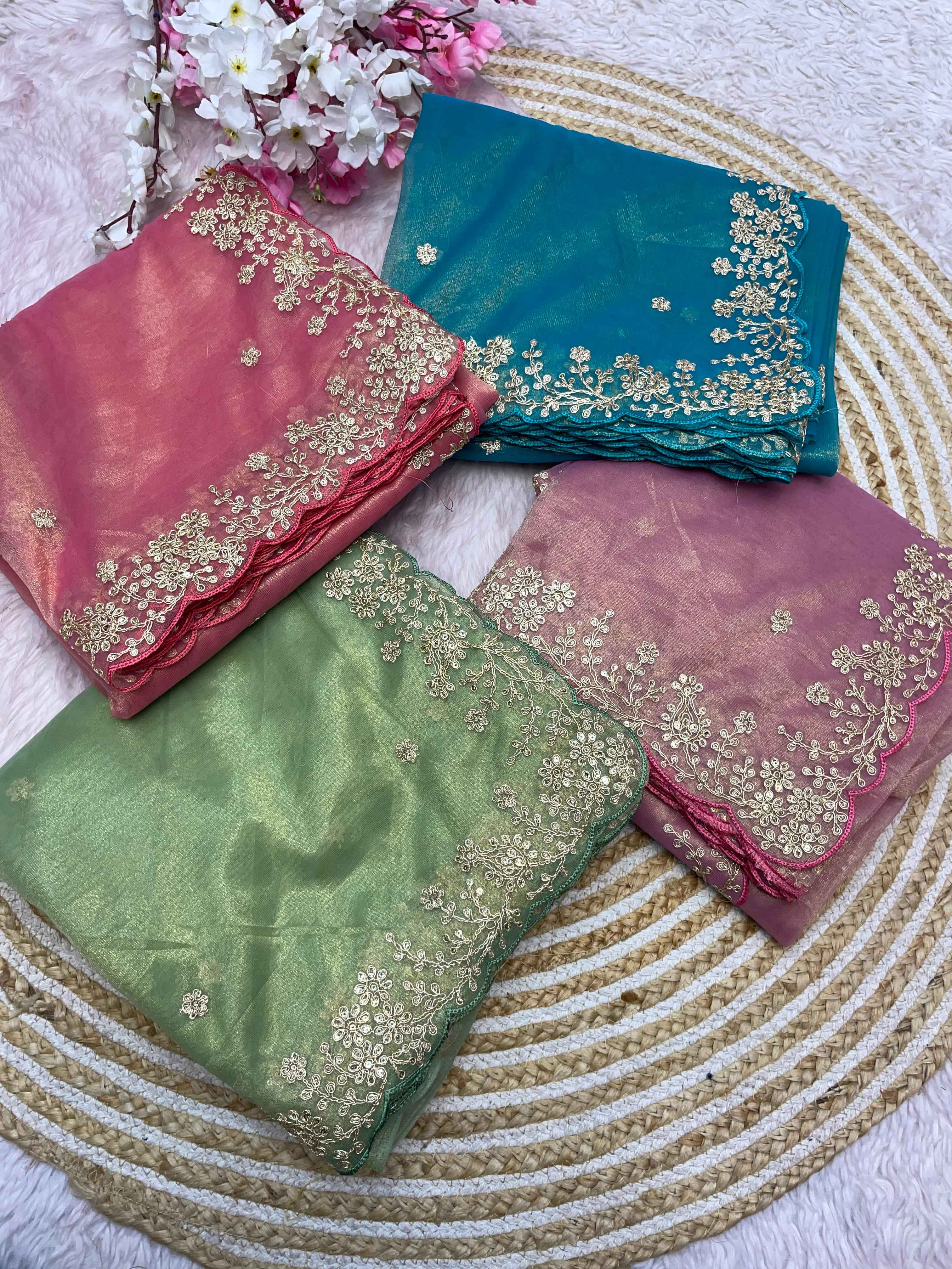 TWIL NET HEAVY JALPARI WITH PITTA WORK SAREE AT WHOLESALE PRICE