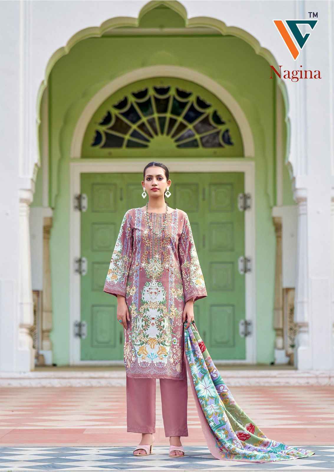 VANDANA‎ NAGINA‎ VOL-04 PURE COTTON EMBROIDERY‎‎‎‎ NECK‎ WORK DRESS MATERIAL AT WHOLESALE PRICE