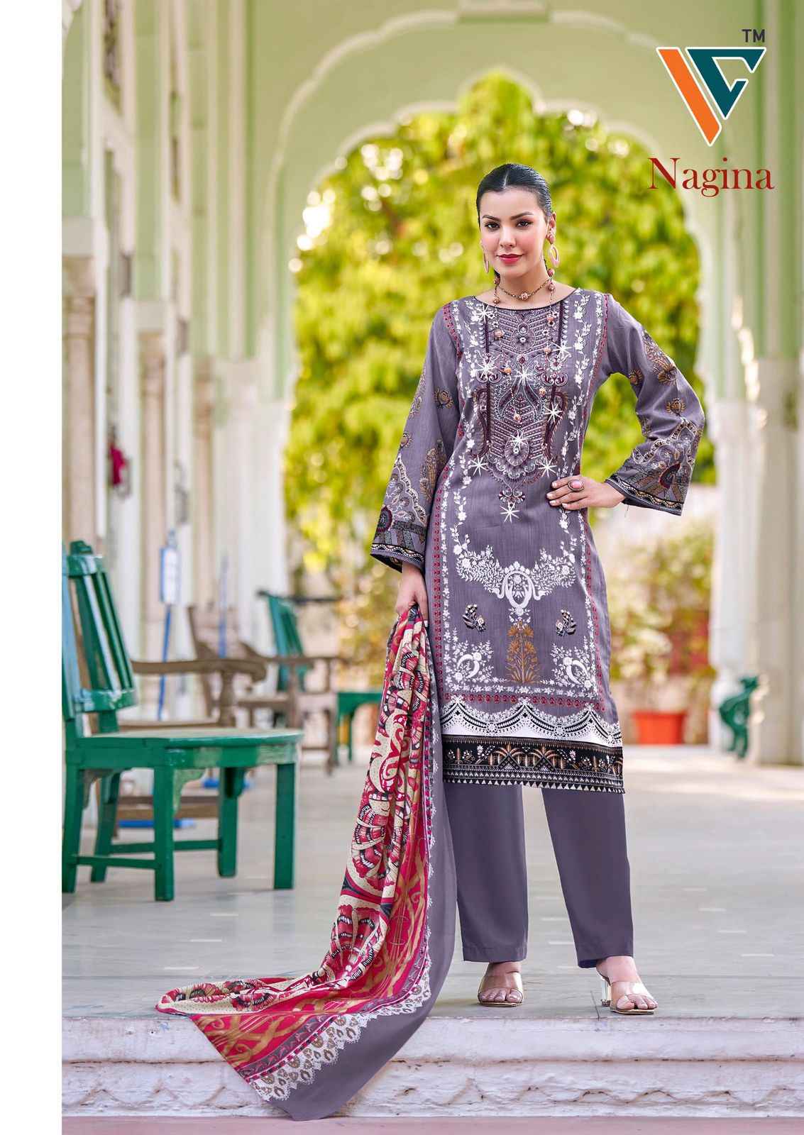 VANDANA‎ NAGINA‎ VOL-04 PURE COTTON EMBROIDERY‎‎‎‎ NECK‎ WORK DRESS MATERIAL AT WHOLESALE PRICE