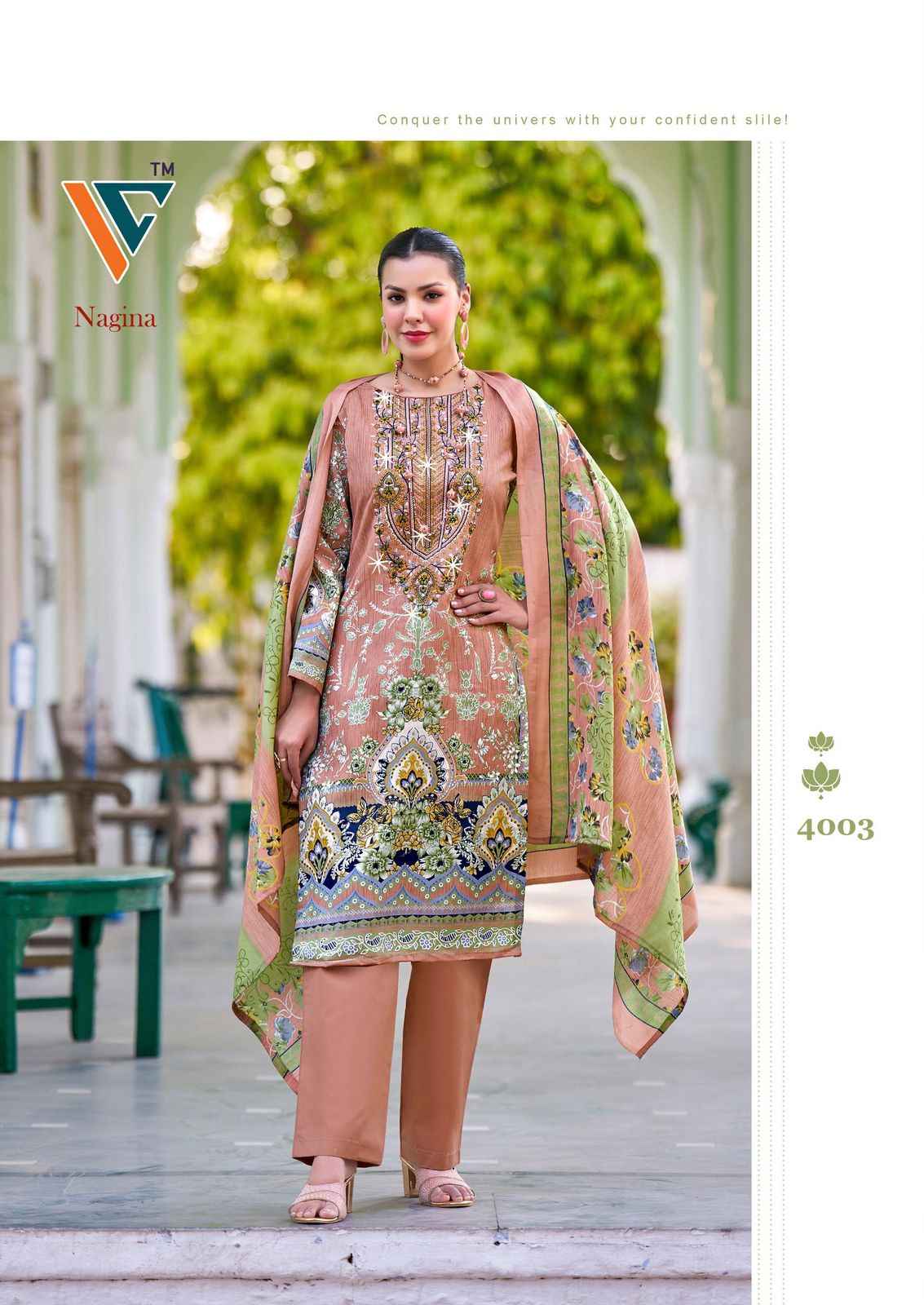 VANDANA‎ NAGINA‎ VOL-04 PURE COTTON EMBROIDERY‎‎‎‎ NECK‎ WORK DRESS MATERIAL AT WHOLESALE PRICE