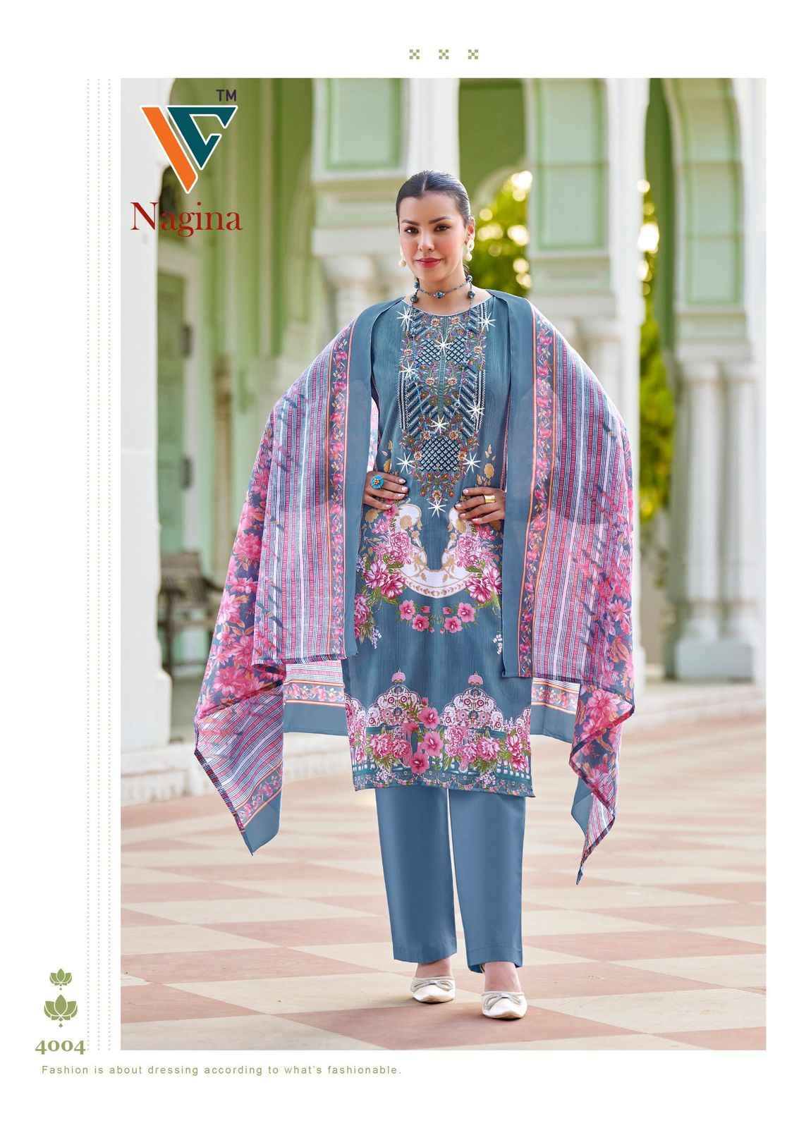 VANDANA‎ NAGINA‎ VOL-04 PURE COTTON EMBROIDERY‎‎‎‎ NECK‎ WORK DRESS MATERIAL AT WHOLESALE PRICE