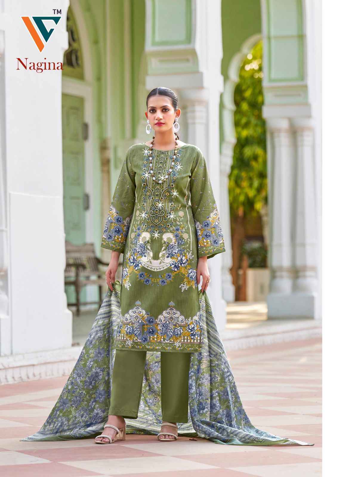 VANDANA‎ NAGINA‎ VOL-04 PURE COTTON EMBROIDERY‎‎‎‎ NECK‎ WORK DRESS MATERIAL AT WHOLESALE PRICE