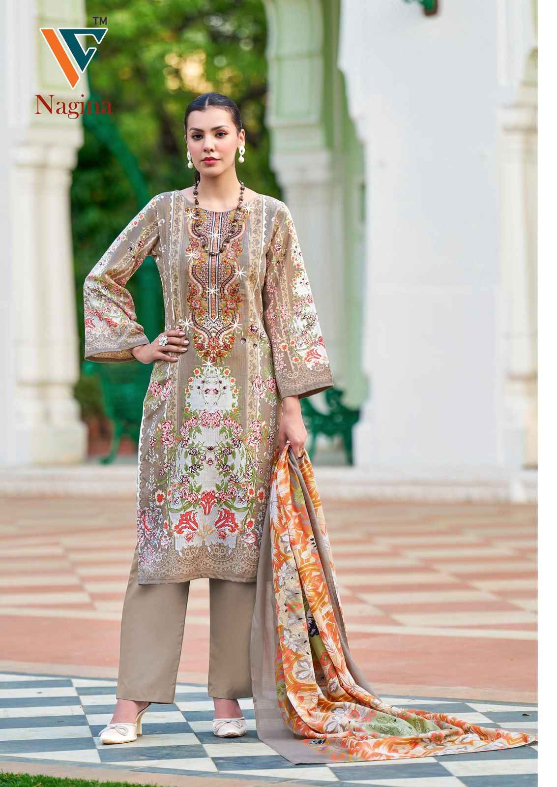 VANDANA‎ NAGINA‎ VOL-04 PURE COTTON EMBROIDERY‎‎‎‎ NECK‎ WORK DRESS MATERIAL AT WHOLESALE PRICE
