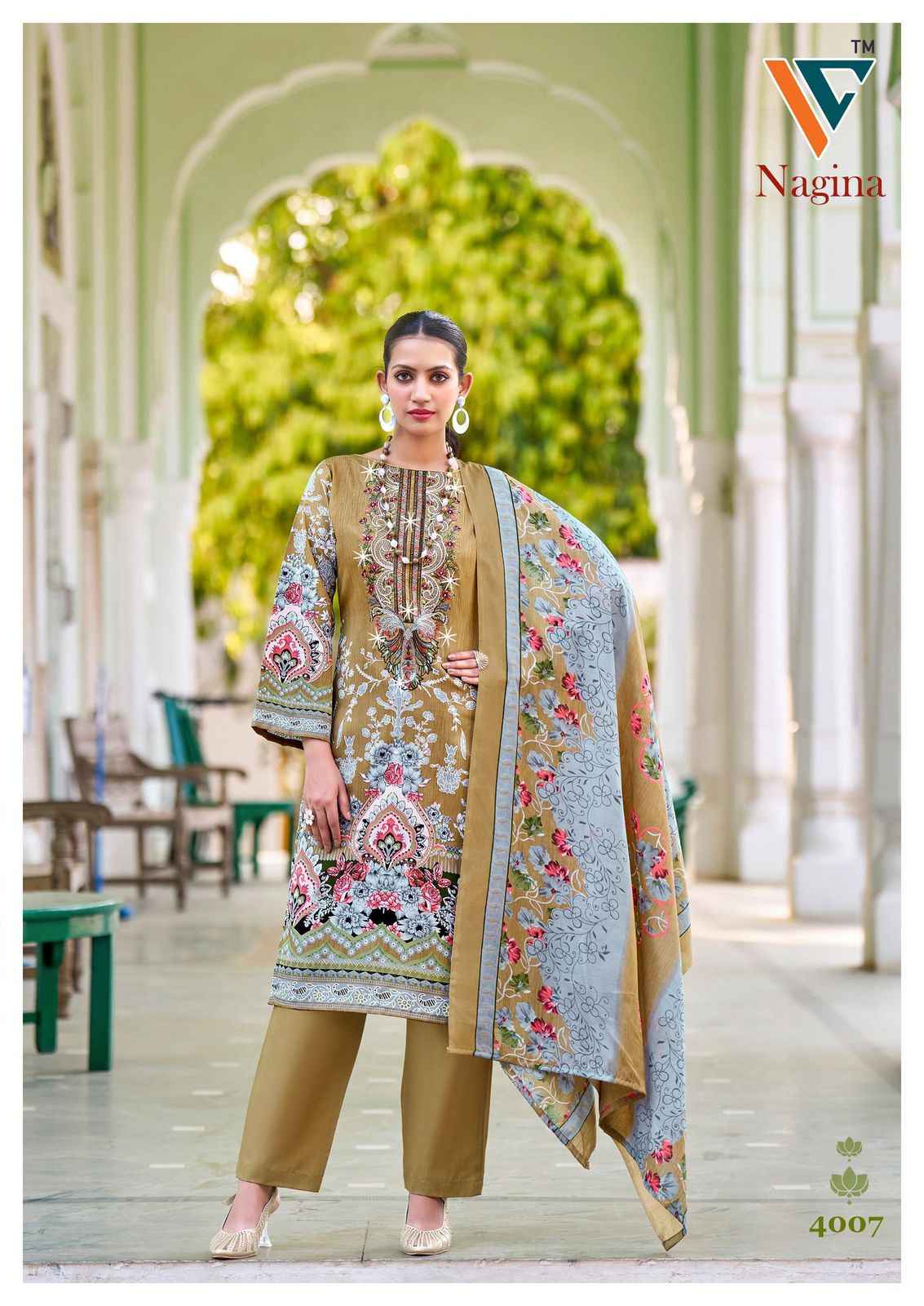 VANDANA‎ NAGINA‎ VOL-04 PURE COTTON EMBROIDERY‎‎‎‎ NECK‎ WORK DRESS MATERIAL AT WHOLESALE PRICE