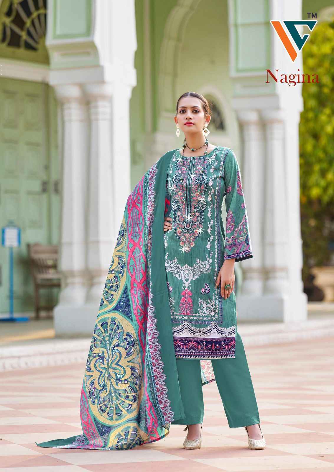 VANDANA‎ NAGINA‎ VOL-04 PURE COTTON EMBROIDERY‎‎‎‎ NECK‎ WORK DRESS MATERIAL AT WHOLESALE PRICE